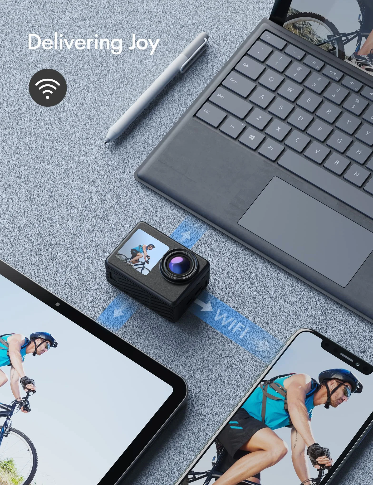 WOLFANG Kamera sportowa 4K 24MP WiFi GA200, wodoodporna kamera podwodna 40 m do nurkowania, EIS 170° szerokokątna kamera do vlogowania z ładowarką, pilotem zdalnego sterowania