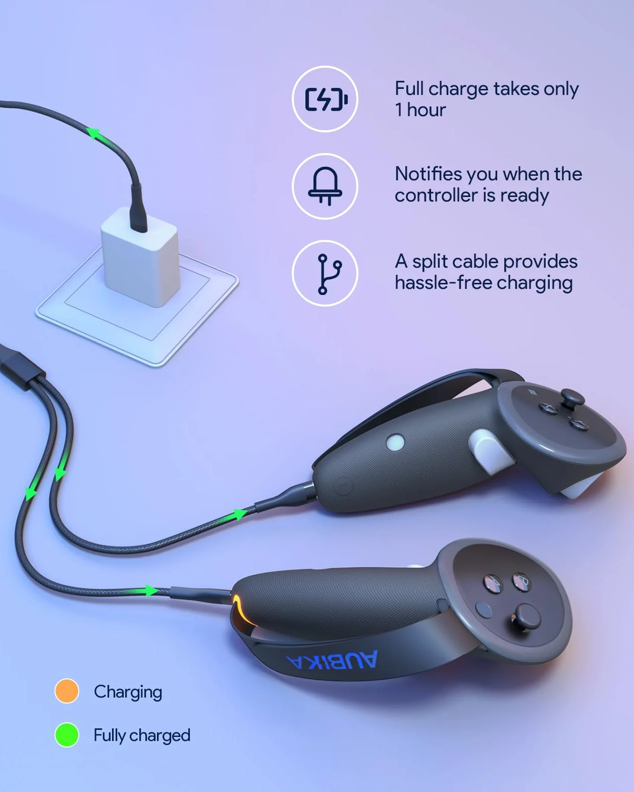 Aubika Osłona uchwytu kontrolera do Quest 3S, Oculus Quest 3 uchwyty, akcesoria, z 2 zapasowymi bateriami, ochrona w VR