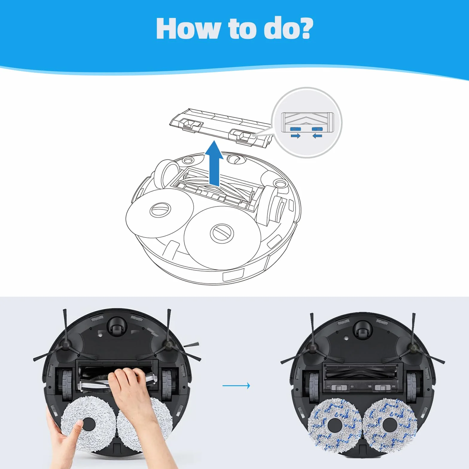 Ecovacs X1 X1e OZMO N10 N8 N5 T20 T10 T9 T8 T5 950 Omni Plus Turbo Pro szczotka gumowa główna pokrywa czarny