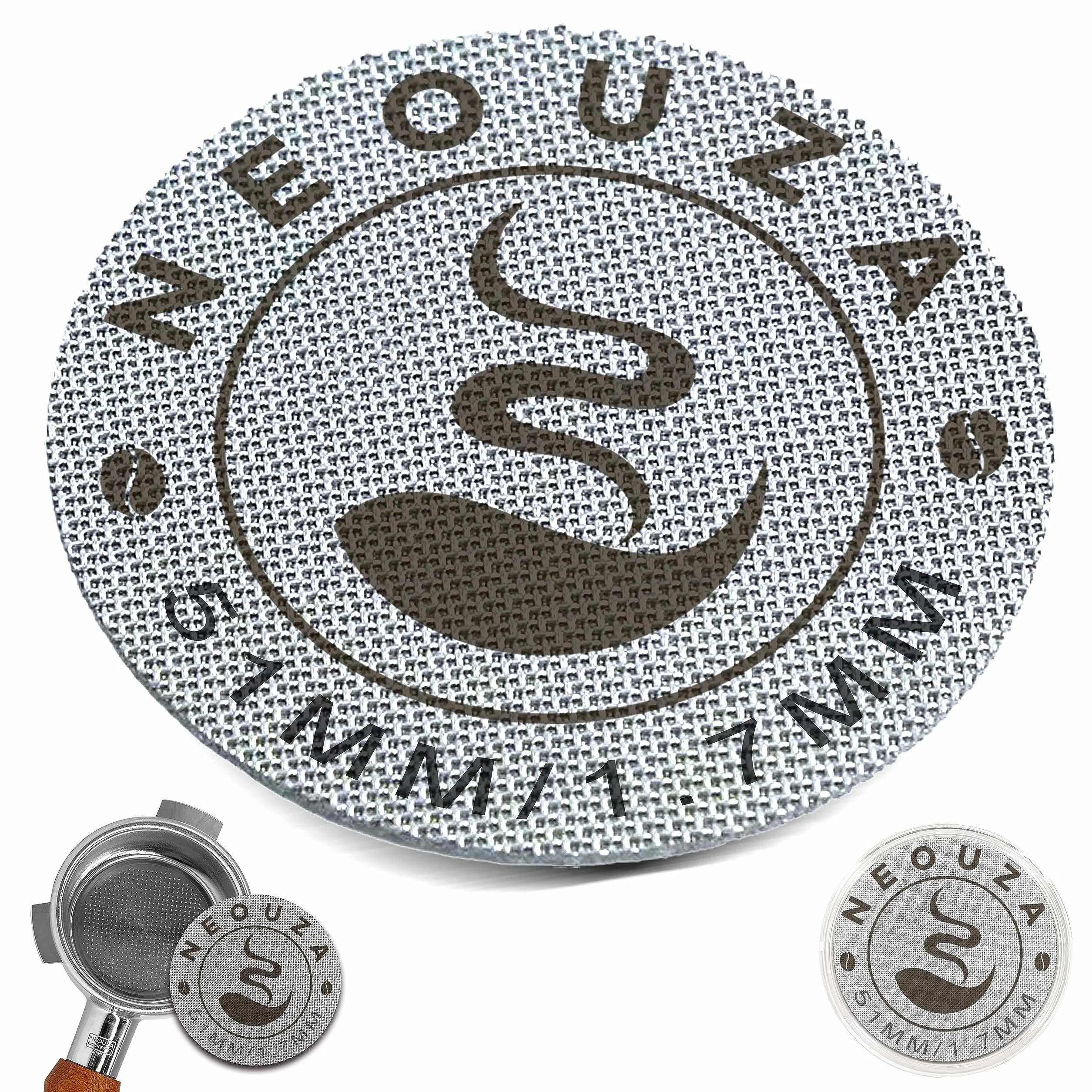 NEOUZA Krążek do espresso, 51 mm, wielokrotnego użytku, 1,7 mm, grubość 150 μm, stal nierdzewna, profesjonalny, dla baristy, filtr do kawy, siatka, do kolby, portafilter