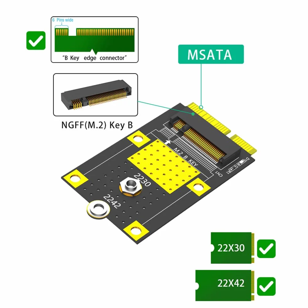 MSATA na M.2 (NGFF) Key B adapter do kart SSD 2230/2242 do wielosystemowych części PC