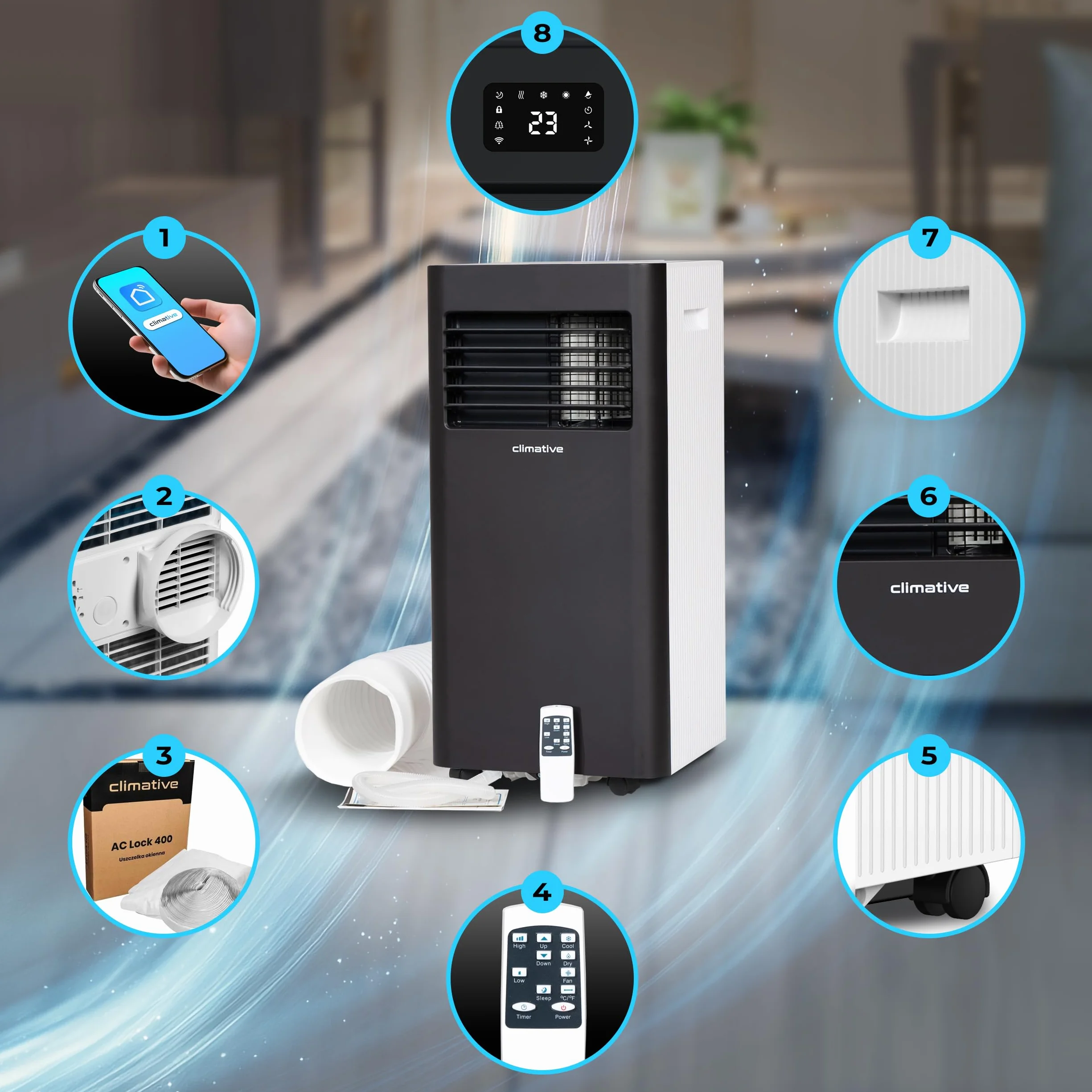 Klimatyzator przenośny AC29-S DUO WiFi 2,9 kW BTU 10000 do 29 m² 3w1