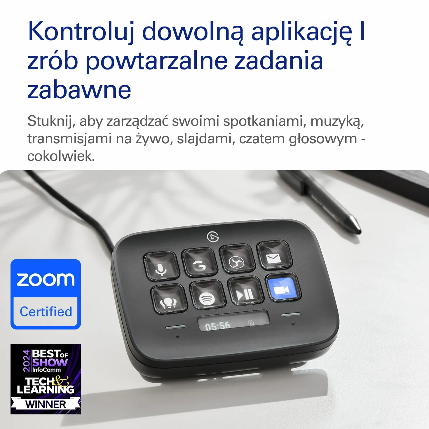 Elgato Stream Deck Neo Czarny 8 konfigurowalnych klawiszy 2 Touch Points Mac PC