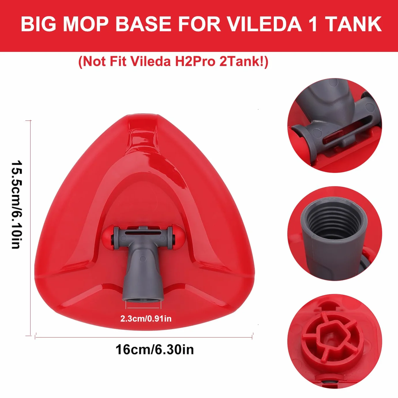 Sgizoku Obrotowa podstawa mopa kompatybilna z wymiennym mopem 2 w 1 Viledar Turbo Smart/Trubo Spin, Plastikowa trójkątna podstawa Akcesoria do mopa O-Cedar EasyWringing&Cleaning