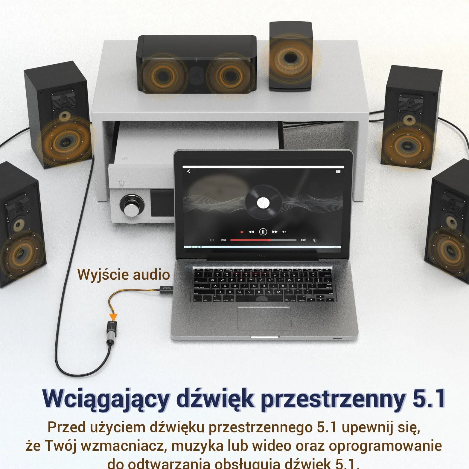 Cubilux USB A do TOSLINK Optyczny adapter audio, jednokierunkowy konwerter cyfrowy USB typu A na SPDIF, nadajnik S/PDIF TYLKO do komputera przenośnego, NIE do telewizora ani innych urządzeń