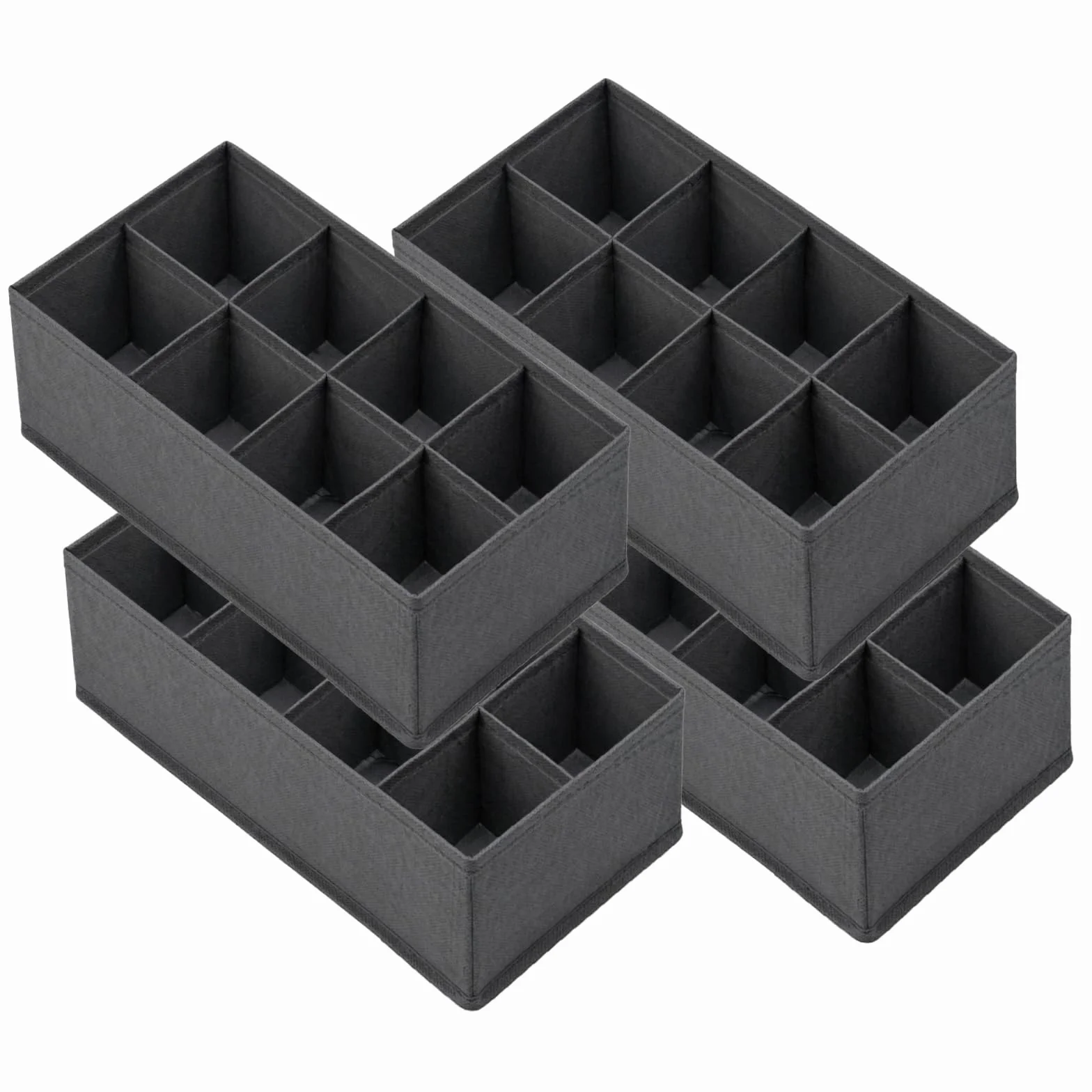 4 organizery na ubrania, organizery do szuflad, 8 komórek, pudełka do przechowywania skarpet i bielizny, składane pudełko, pudełka z materiału, składane pudełka na biustonosze, segregatory, drawery