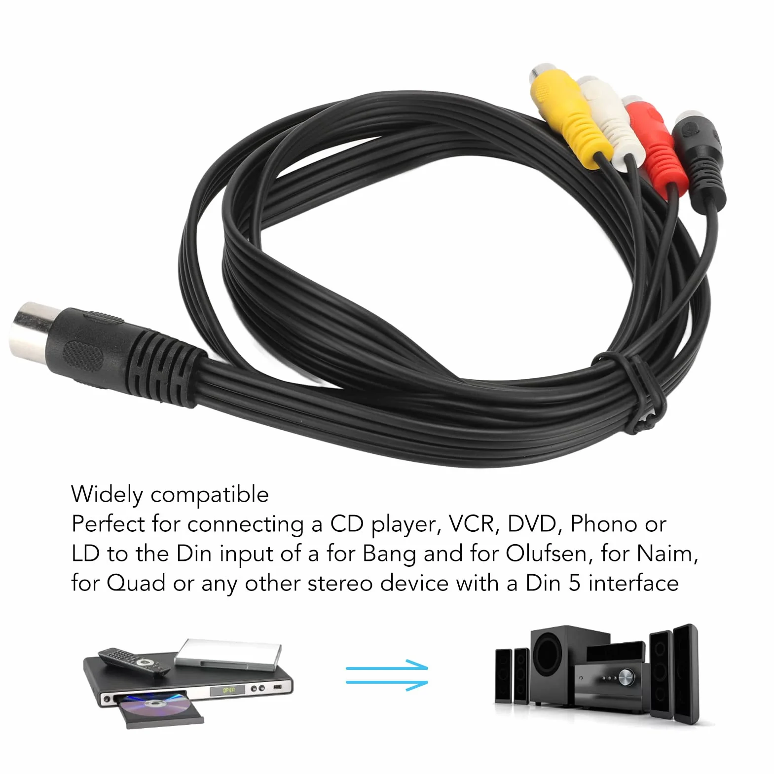 5-pinowy Męski Kabel Din na 4 żeński Przewód do Systemów Stereo Dvd Phono 5-pinowy Magnetowid Din, żeński Kabel Adaptera S Kable Wideo