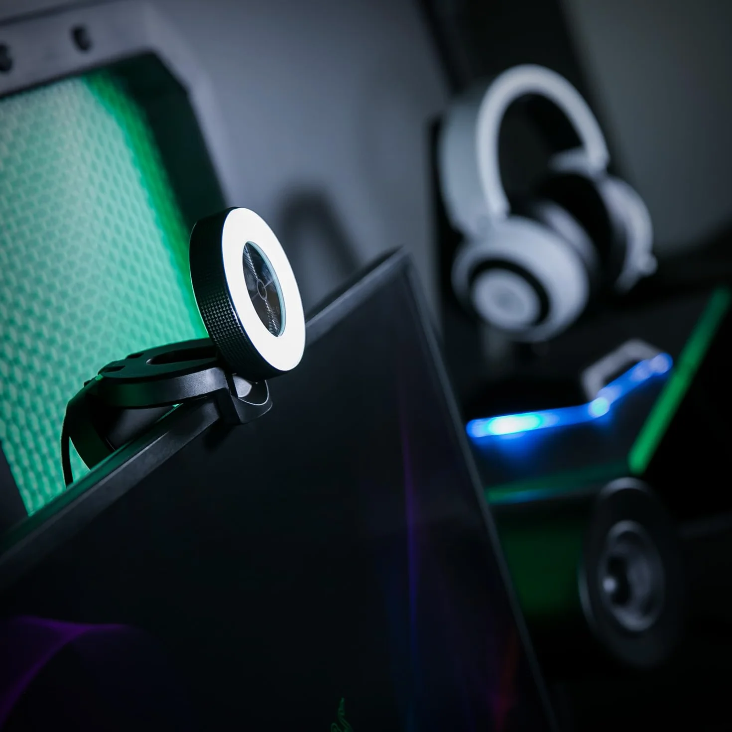 Razer Kiyo - kamera z transmisją przez USB (kamera fotograficzna przez USB, HD 720p, 60 FPS, kompatybilna z oprogramowaniem Open Broadcaster, Xsplit, autofokus, możliwość nagrywania) Czarny