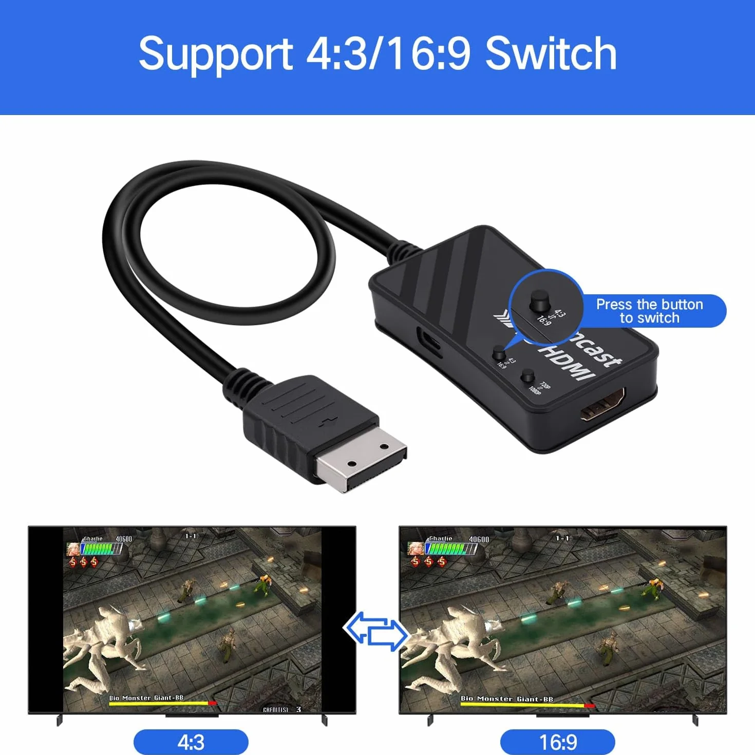 Mcbazel Adapter Sega Dreamcast na HDMI konwerter kabel HD do konsoli