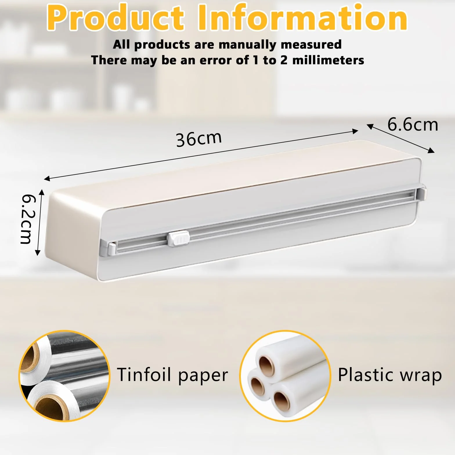 Magnetyczny dozownik folii spożywczej, nóż do folii, dozownik do folii aluminiowej (szary)