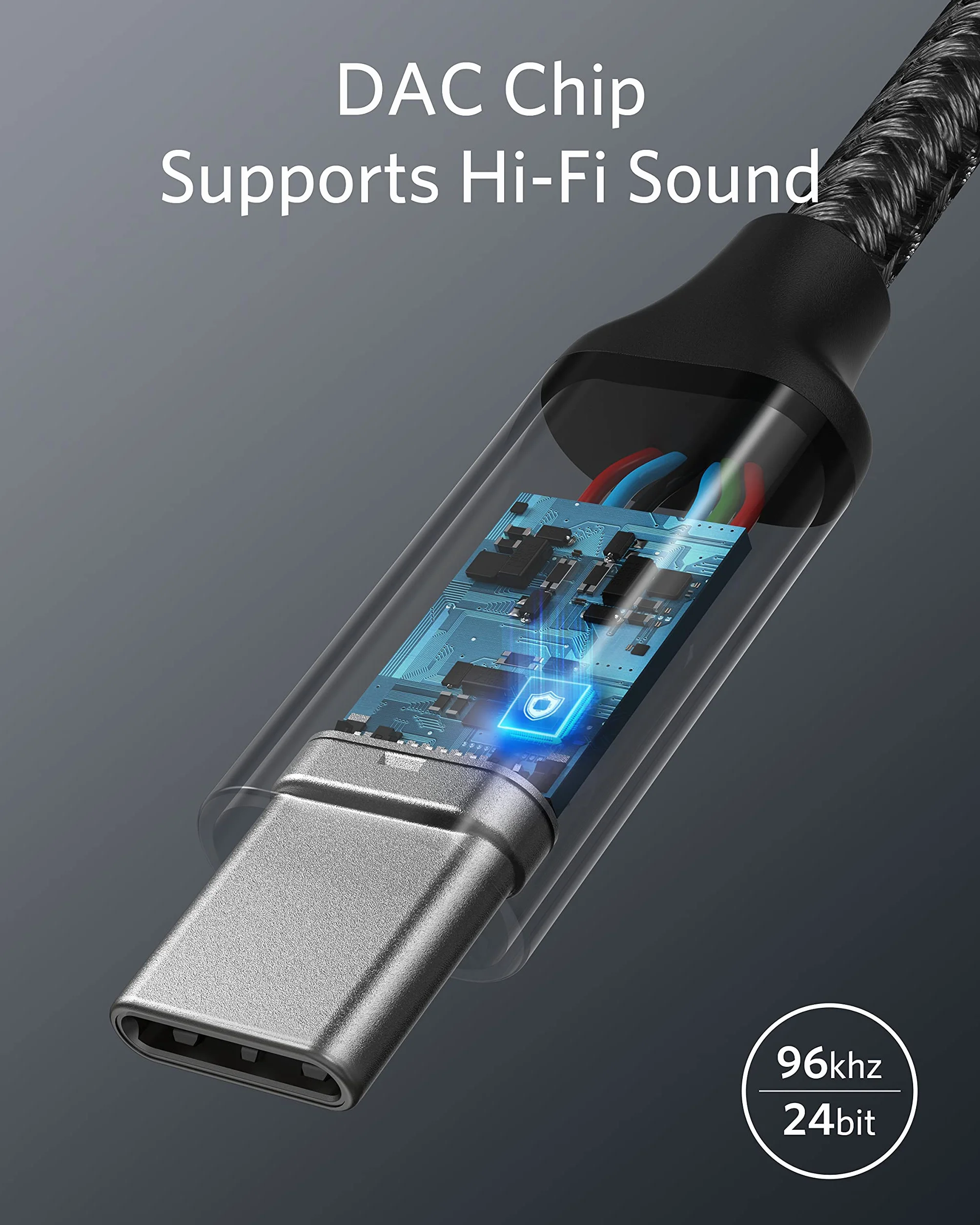 Anker adapter audio USB C na 3,5 mm, kabel nylon od męskiego do żeńskiego dla Samsung S20/S20+/S20 Ultra, Pixel 4/ + 4XL i innych urządzeń typu C