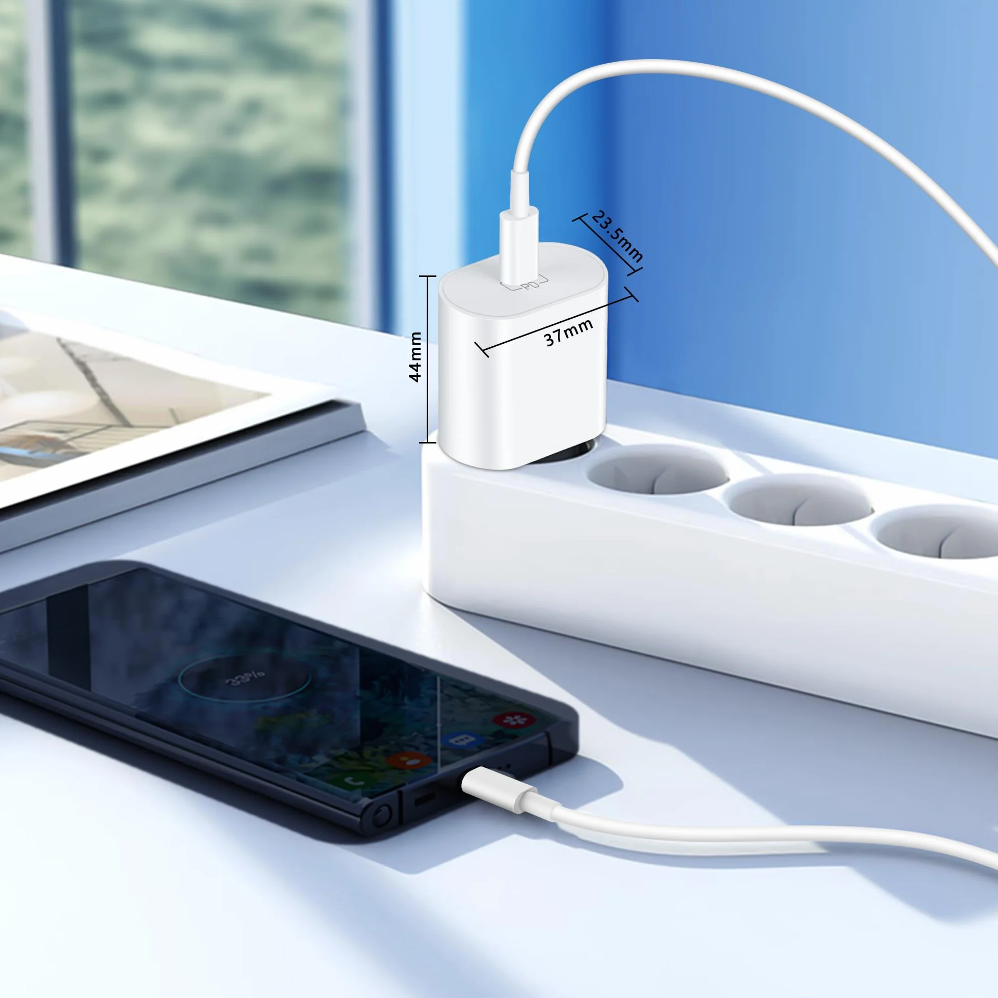 Ładowarka do iPhone 14 13 12 11 Pro Max Plus Mini SE XS XR X 8 7, Zasilacz USB-C 20W Szybka Ladowanie Adapter Wtyczka Gniazdo Type-C i Kabel 2m
