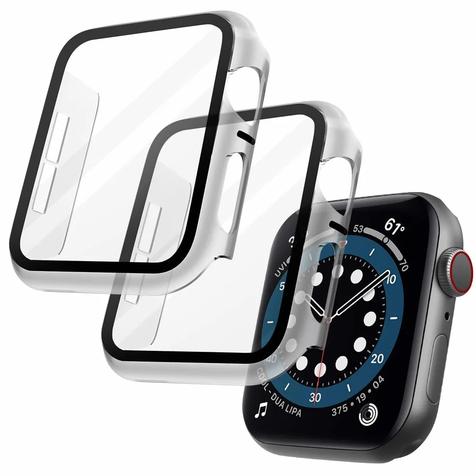 OFFCUP 2 szt. etui kompatybilne z Apple Watch serii 6 SE 5, 4, 40 mm, ultracienkie przezroczyste szkło hartowane do iWatch serii 6, SE, 5, 4