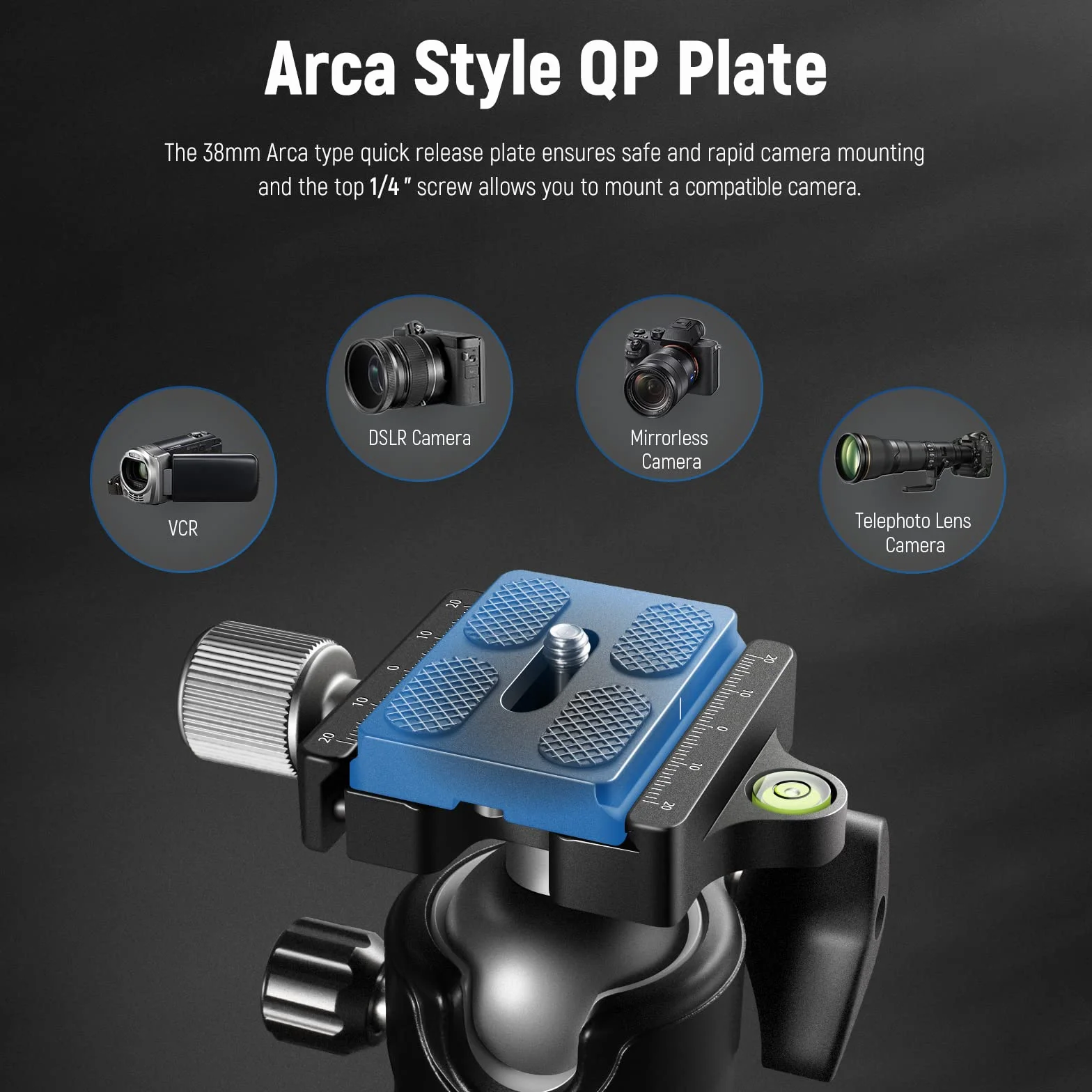 NEEWER Głowica kulowa o niskim profilu do statywu do aparatu, 36 mm, metalowa panoramiczna głowica statywu z niskim środkiem ciężkości, kompatybilna z Arca 1/4" płytka szybkiej wymiany do statywu