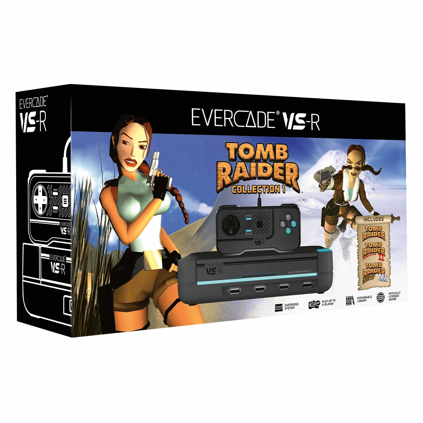 Evercade Konsola do gier VS-R Retro z 1 kontrolerem i Tomb Raider 1, 2 i 3