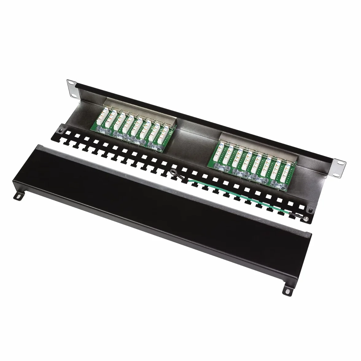 LogiLink Professional EconLine Cat.6 (250 MHz) panel krosowy - panel rozdzielczy, 19", STP (ekranowany) 16-portowy (RJ45), NP0057, czarny