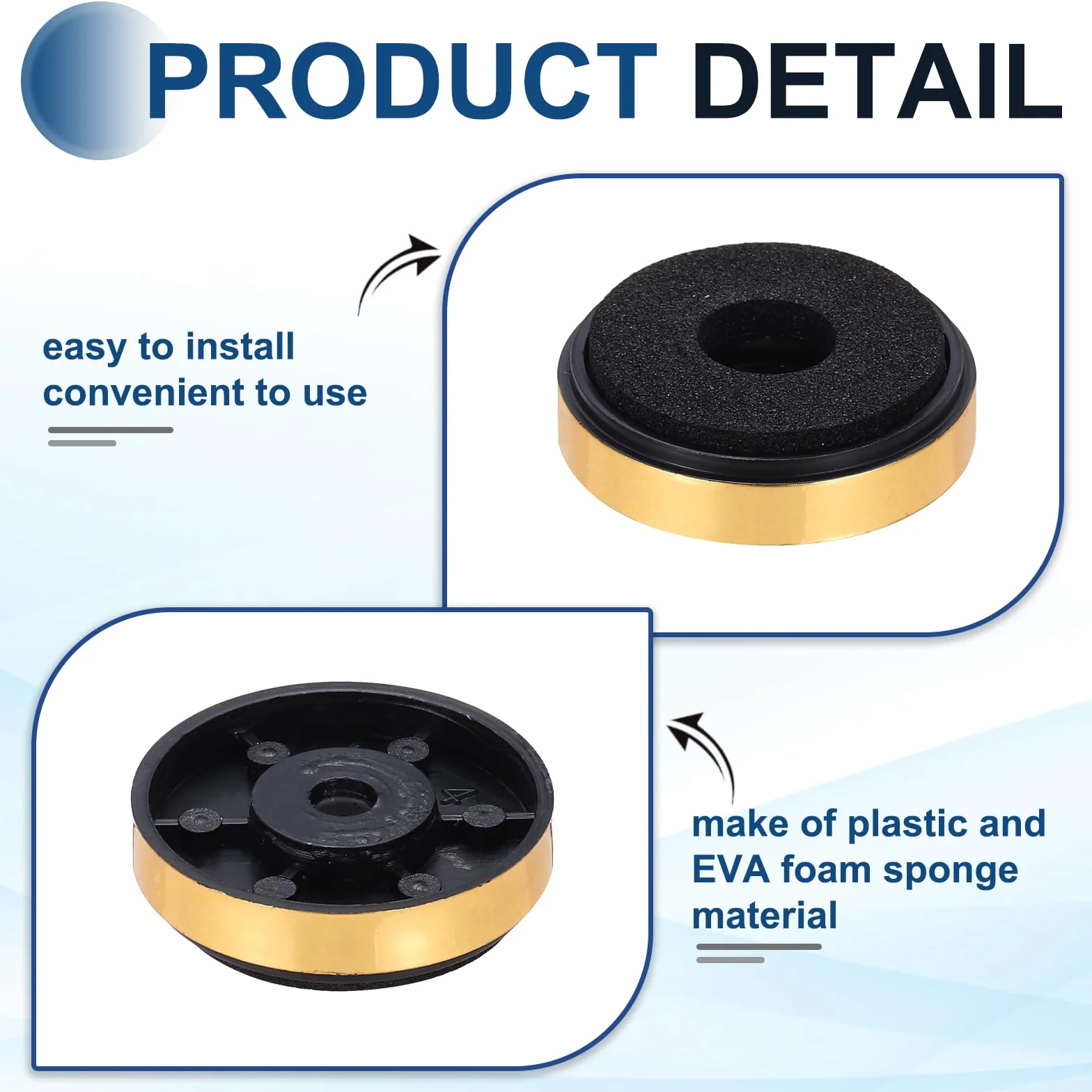 QUARKZMAN 4 nóżki izolacyjne do głośnika, 30 mm x 8 mm plastikowa podstawa z pianki antywibracyjnej do wzmacniacza maty do systemu audio CD HiFi Home Theater, złota