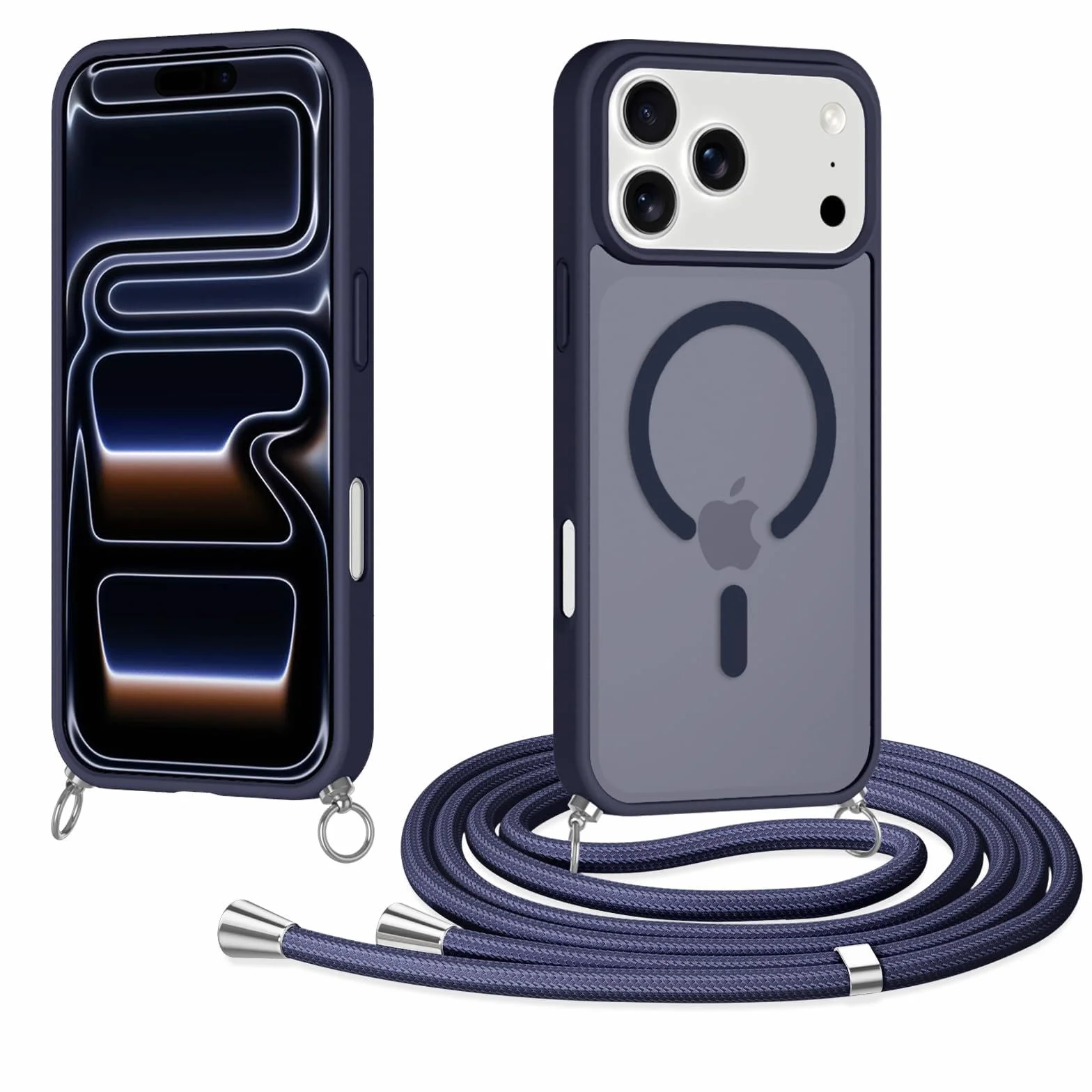 Magnetyczne etui na telefon komórkowy iPhone 17 Pro, etui z opaską, kompatybilne z Magsafe, matowe, półprzezroczyste, odporne na zarysowania tył z poliwęglanu + etui ochronne z
