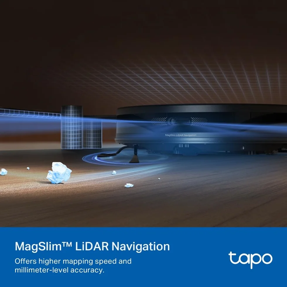 TP-Link Tapo RV20 Max Plus – Robot odkurzająco-mopujący 5300Pa z automatycznym opróżnianiem, nawigacją LiDAR, mapowaniem pięter, sterowaniem aplikacją i głosem – idealny do sierści i twardych podłóg