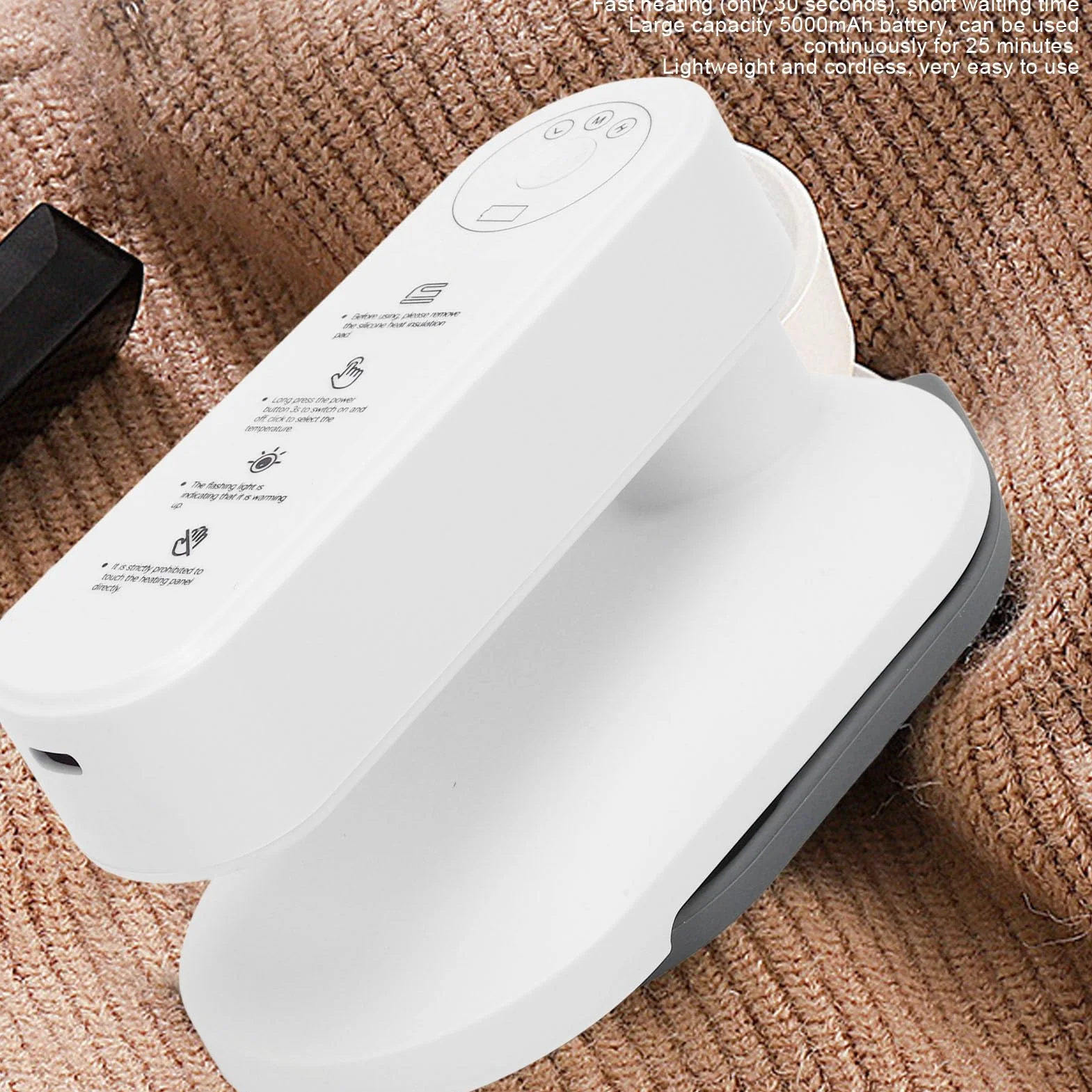 Bezprzewodowe Mini żelazko z baterią 5000 mAh, Przenośne żelazko Podróżne 180-stopniowe