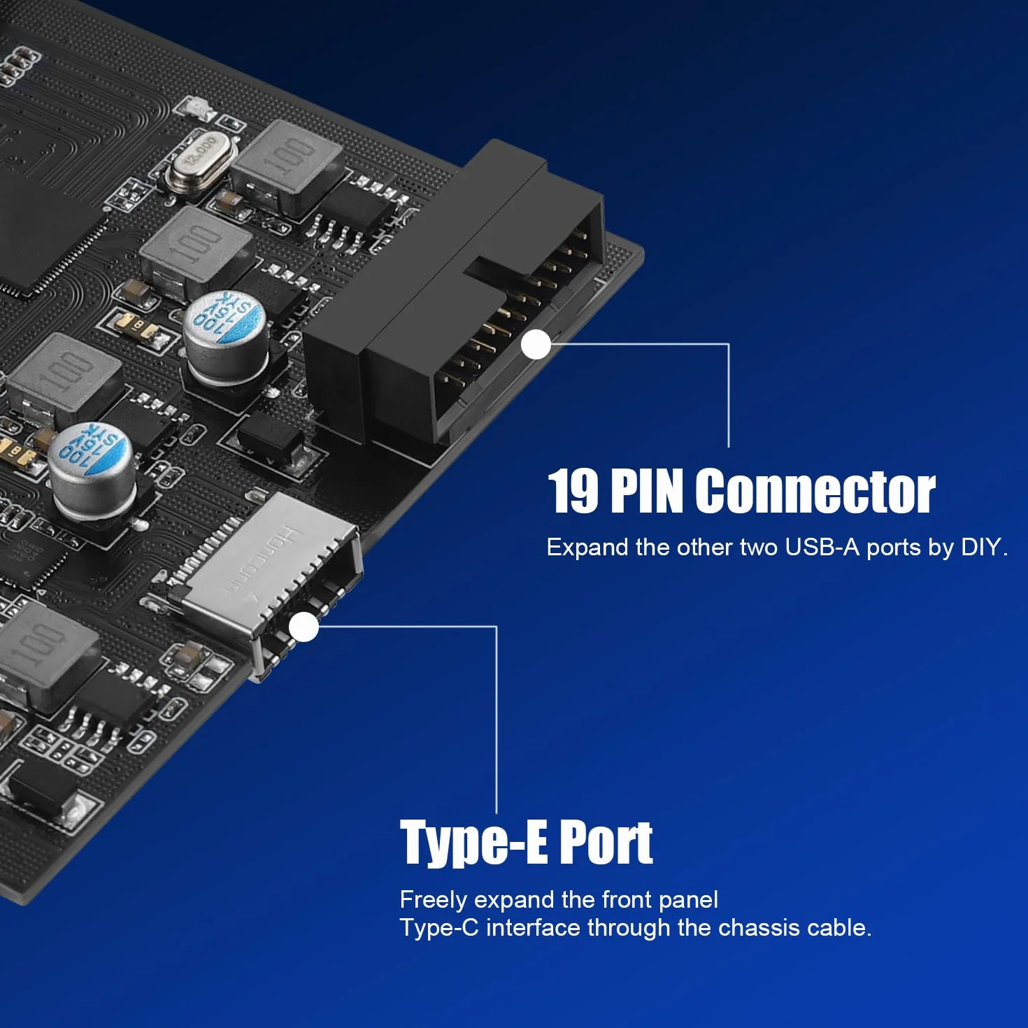 Karta USB 3.0 PCIE 6 portów, karta PCI-E na USB 3.0 typ C (2), typ A (2) 19-pinowe złącze typu E (A-Key) PCI Express karta rozszerzeń do komputera stacjonarnego Windows