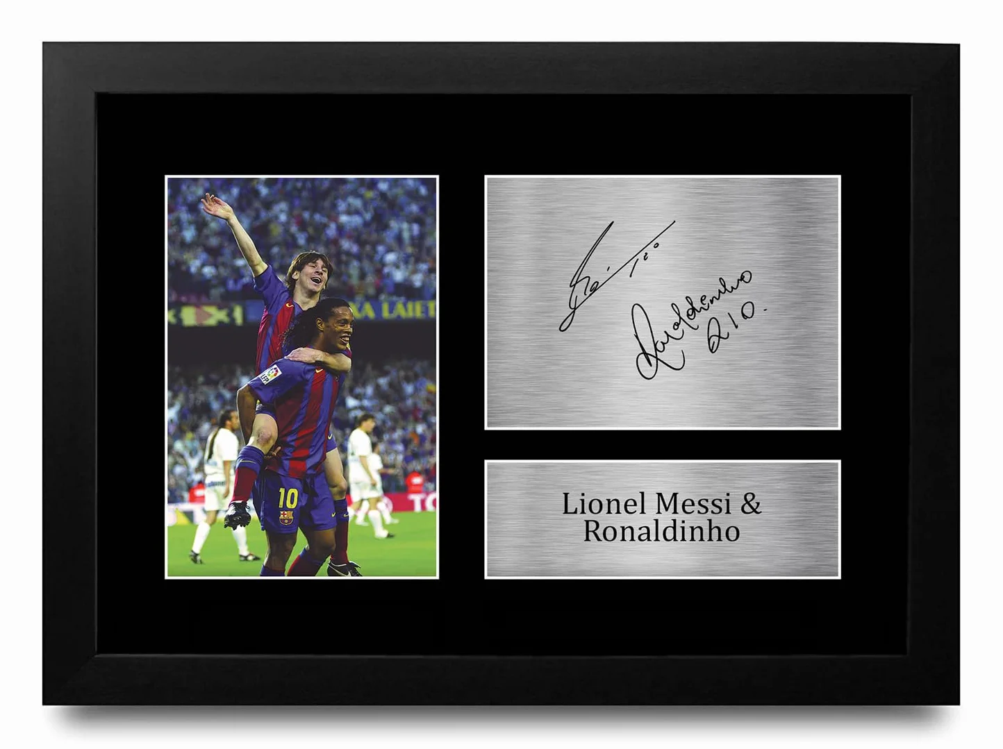 Lionel Messi Ronaldinho Barcelona Podpisane Zdjęcie Z Autografem A4 Oprawione