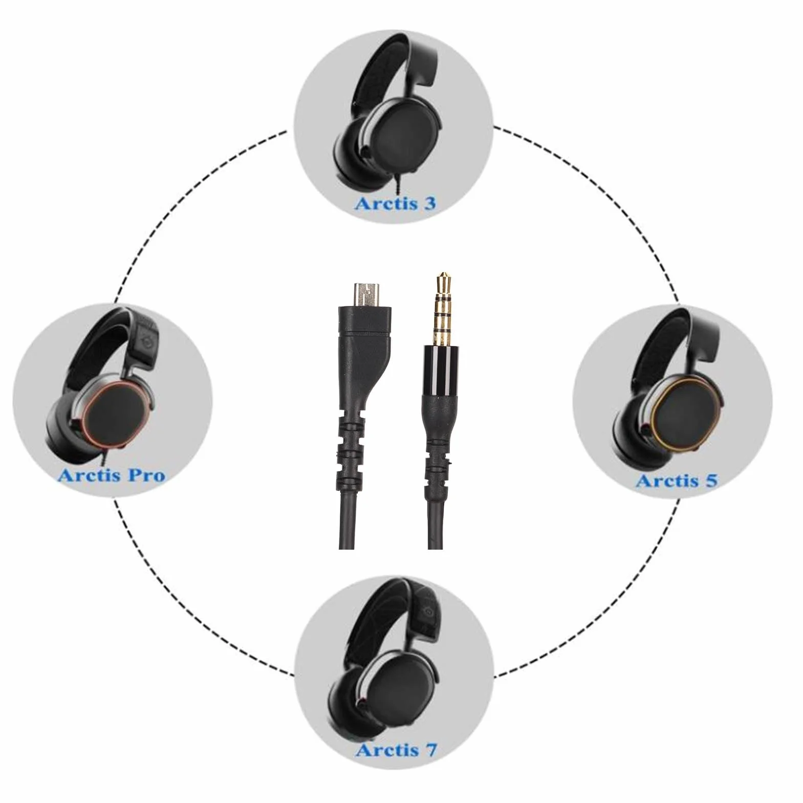 Zamienny Kabel Audio Kompatybilny ze Słuchawkami do Gier SteelSeries Arctis 3, Arctis Prime, Arctis 5, Arctis 7, Arctis Pro Arctis Prime, 1,5 M/4,9 Stopy, Rdzenie OFC