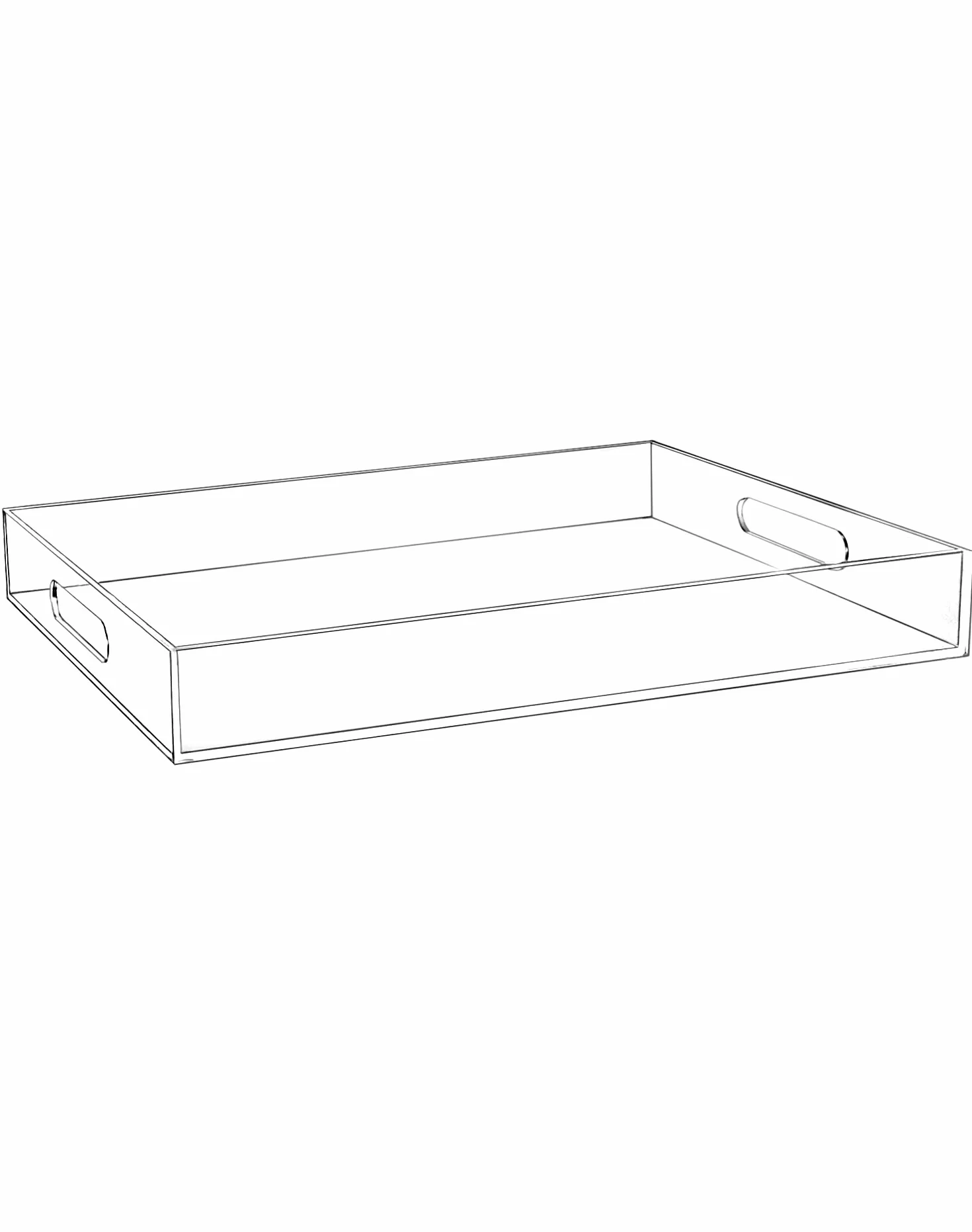 Przezroczysta taca do serwowania QWORK®, akrylowa taca z uchwytami, odporna na zarysowania, idealna na śniadanie, kawę i desery, 30 x 40 cm