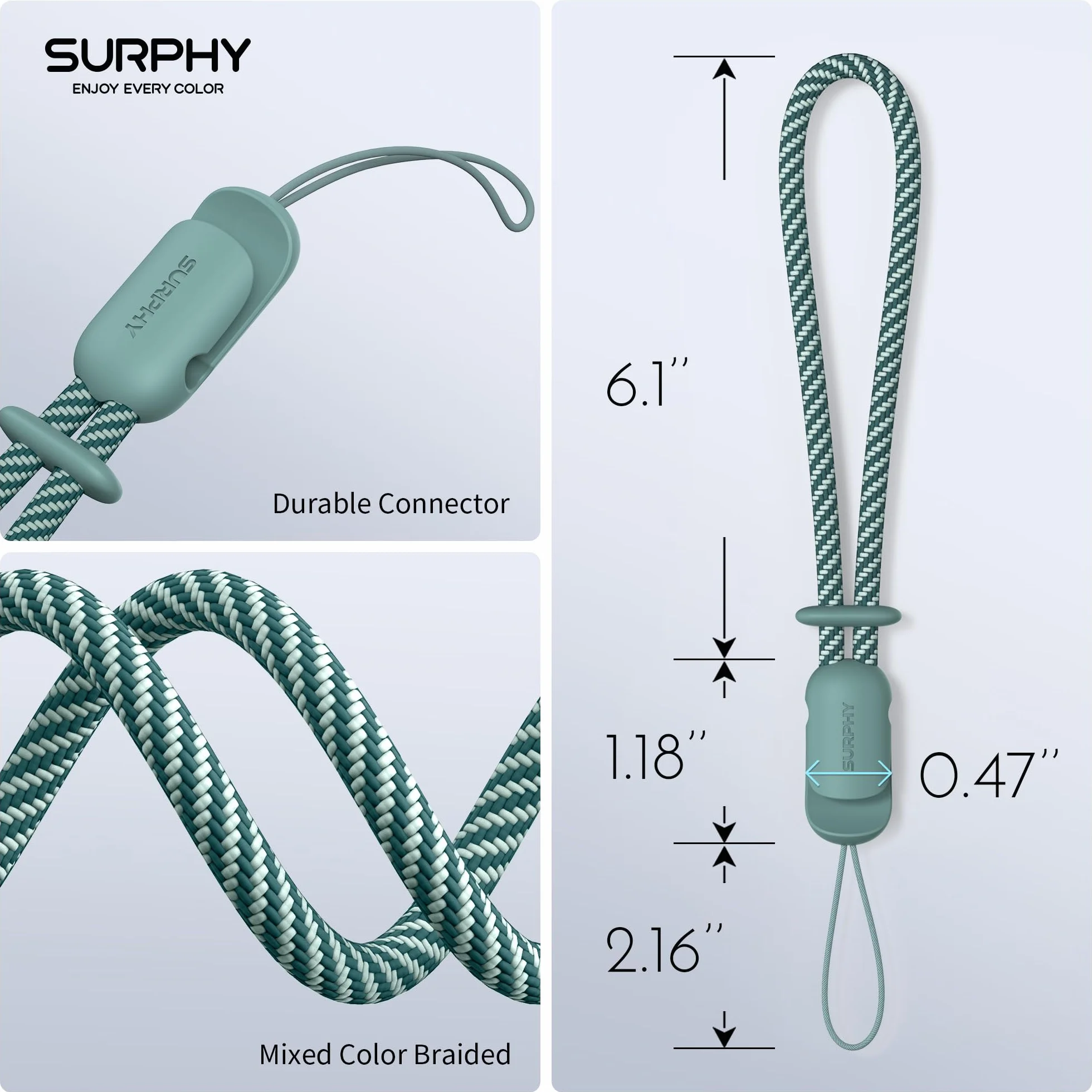 SURPHY 2 szt. regulowany pasek na rękę do telefon komórkowy, uniwersalny łańcuszek na telefon komórkowy, smycz do telefonu komórkowego Airpods, kamary, kluczy, pamięć USB, portfel