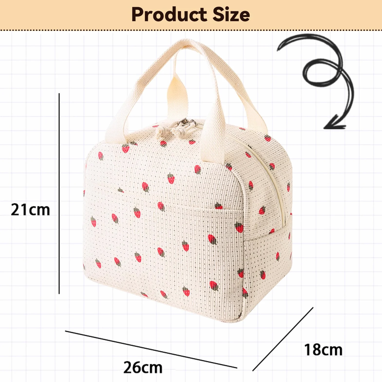 ZhouWei damska torba na lunch 26x18x21 cm wodoszczelna izolowana torba chłodząca