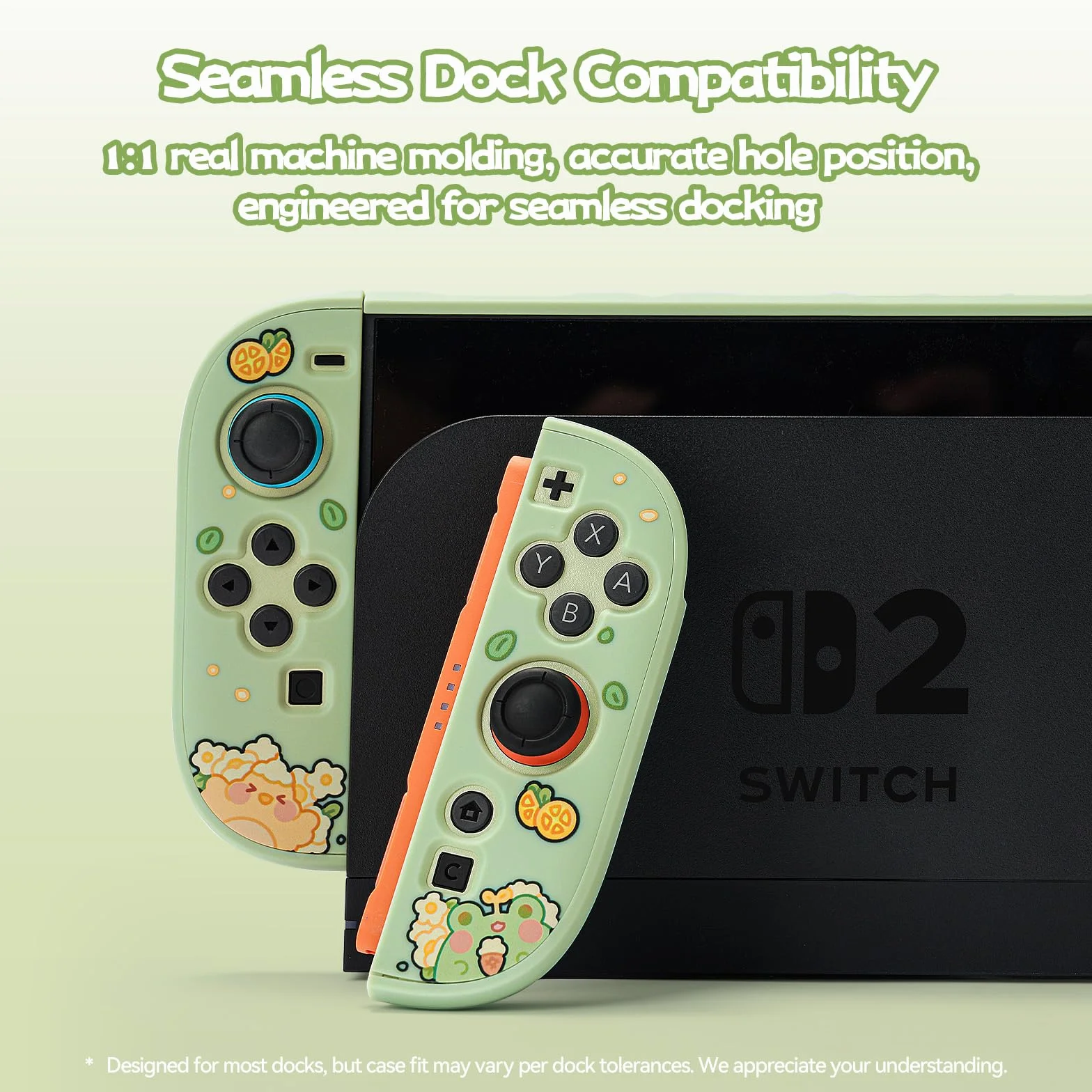 GeekShare Etui ochronne kompatybilne z Switch 2, twarde, smukłe etui PC, konstrukcja dokująca do konsoli Switch 2 i kontrolera JC – żaba Matcha