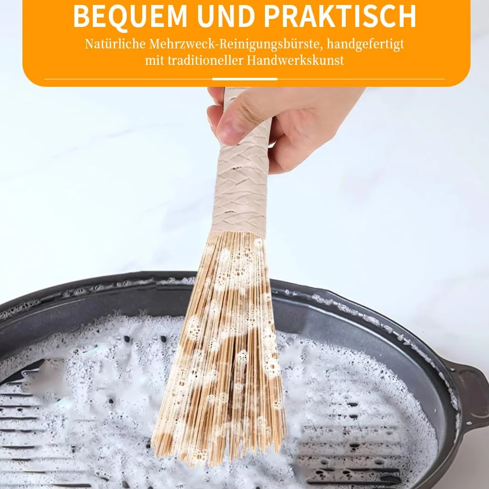 LATRAT Bamboo Wok Brush Cleaning Tool with Handle