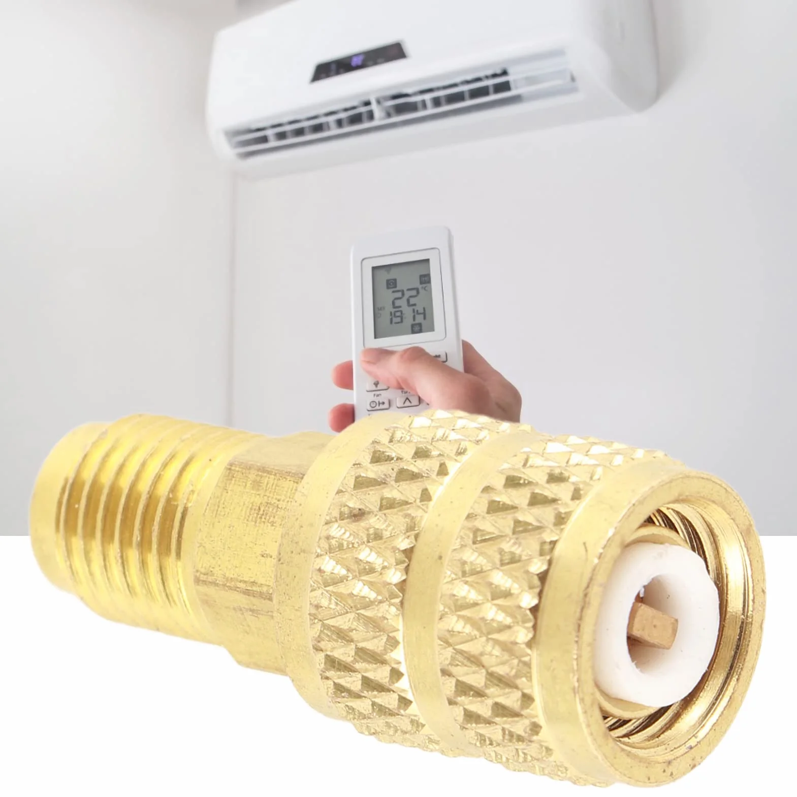 Wysokiej jakości adapter węża R410A, adapter klimatyzatora R410A, praktyczny stabilny serwis chłodzenia do klimatyzatorów R410A Mini Split (R410A zewnętrzny 1/4SAE wewnętrzny 5/16SAE)