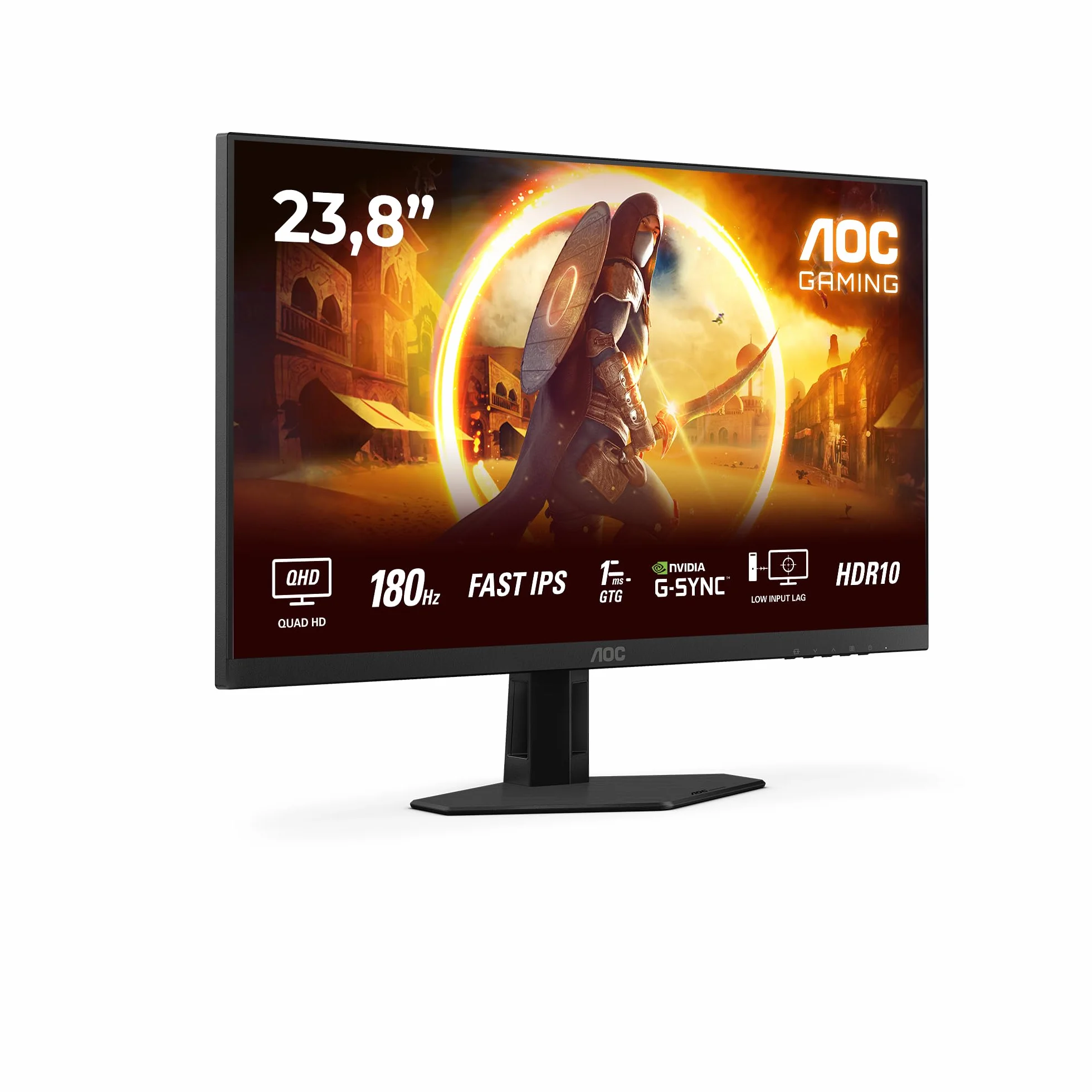 AOC Gaming Q24G2A - 24-calowy monitor Quad HD, 180 Hz, 1 ms, comp. G-Sync, HDR10 (2560x1440, 2X HDMI 2.0, 1x DisplayPort 1.4) Czarno-czerwony