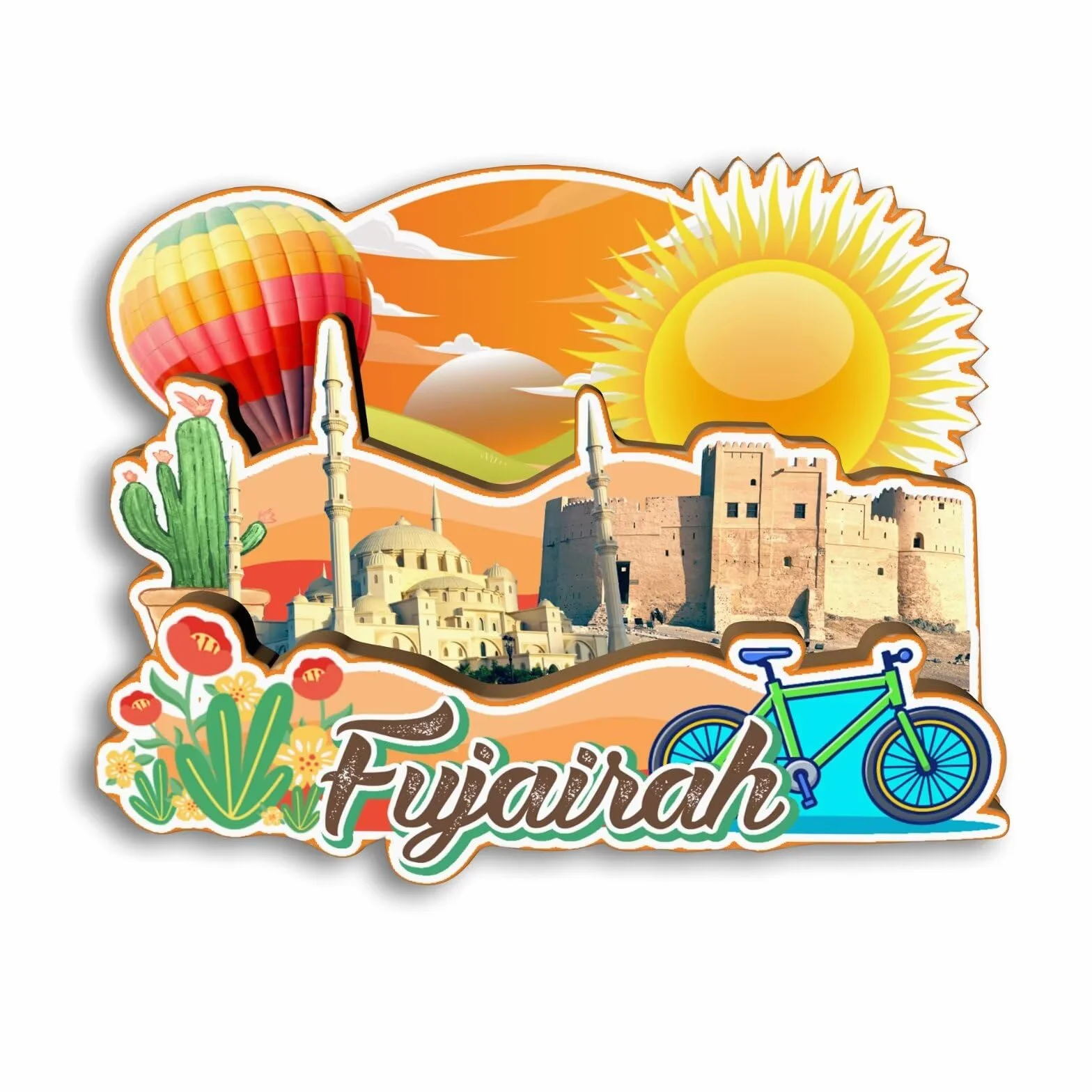 Magnes na lodówkę Fujairah Zjednoczone Emirat Arabski magnes na lodówkę pamiątki z podróży po mieście prezenty turystyczne 3D klasyczne zabytki ręcznie robione rękodzieło dekoracja domu -2669