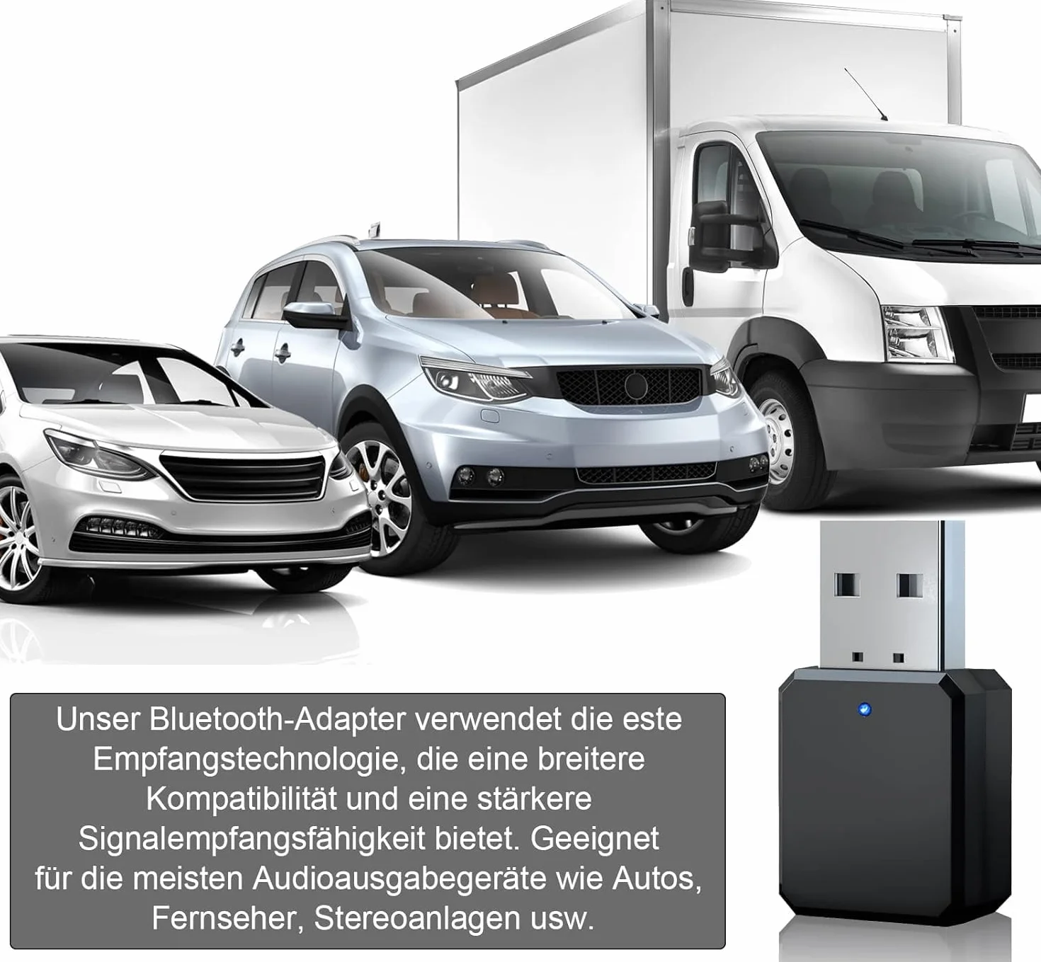HENGBIRD Samochodowy odbiornik USB Bluetooth 5.1 z 3,5 mm AUX, interfejs USB Plug & Play, wbudowany mikrofon, Plug and Play, podwójne połączenie, nadaje się do samochodów / PC/TV/głośników