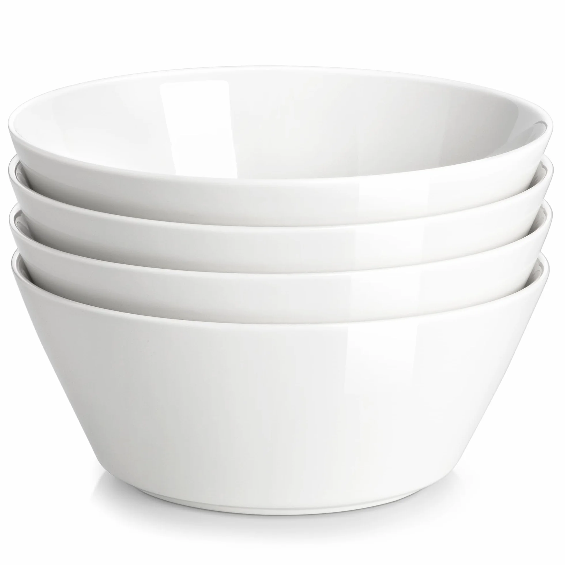 MALACASA Zestaw ceramicznych misek do zupy, zestaw 4 x 1050 ml, głębokie miseczki koloru białego na ramen, musli, sałatki, owoce - nadają się do zmywarki i kuchenki mikrofalowej, seria REG-Decca