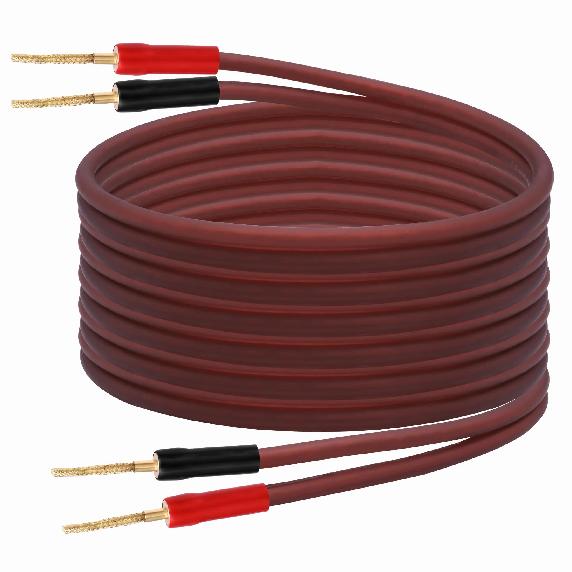 XMSJSIY Flex Pin Banane Kabel głośnikowy 14AWG HiFi Audio OFC spleciony terminal złocony w złoto wtyczka głośnikowa kabel audio głośnikowy do wzmacniacza systemu dźwiękowego - 2M / 6.56 stóp