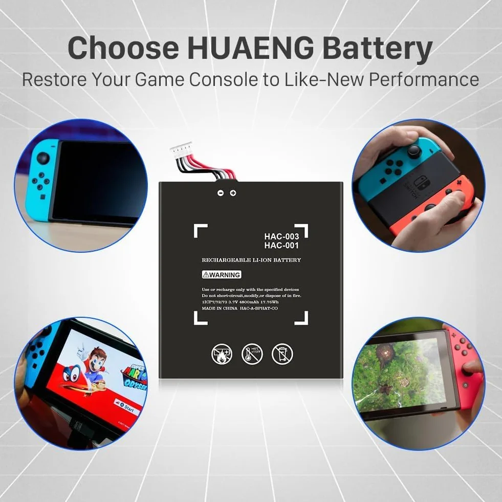Akumulator do HAC-003, zmodernizowany akumulator litowo-jonowy o dużej pojemności 4800 mAh, kompatybilny z Nintendo Switch 2017 HAC-001, HAC-A-BPHAT-C0 HAC-S-JP, konsola do gier, akumulator z zestawem