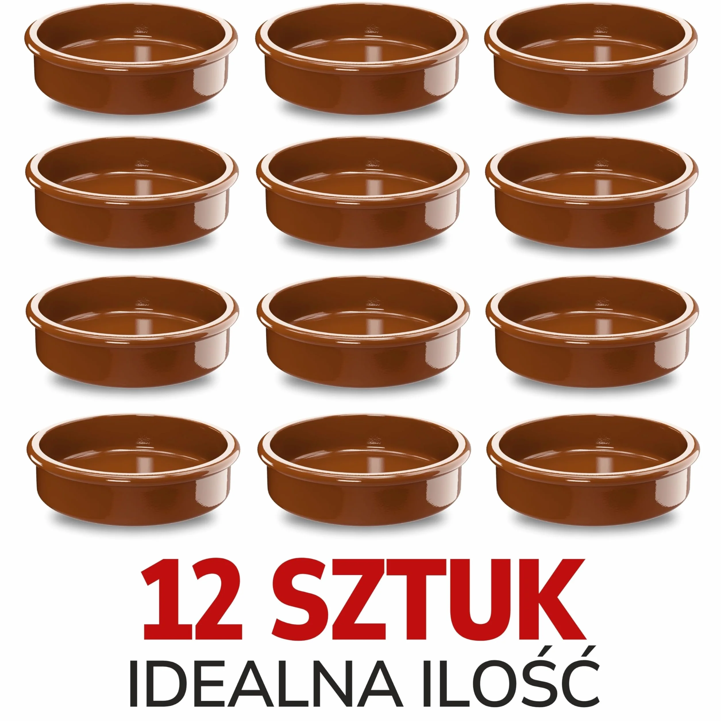 ToCi Zestaw 12 misek na tapas, brązowe, 175 ml, śródziemnomorskie miski deserowe z gliny, Ø 11,5 cm, tradycyjne produkty z hiszpańskiej gliny