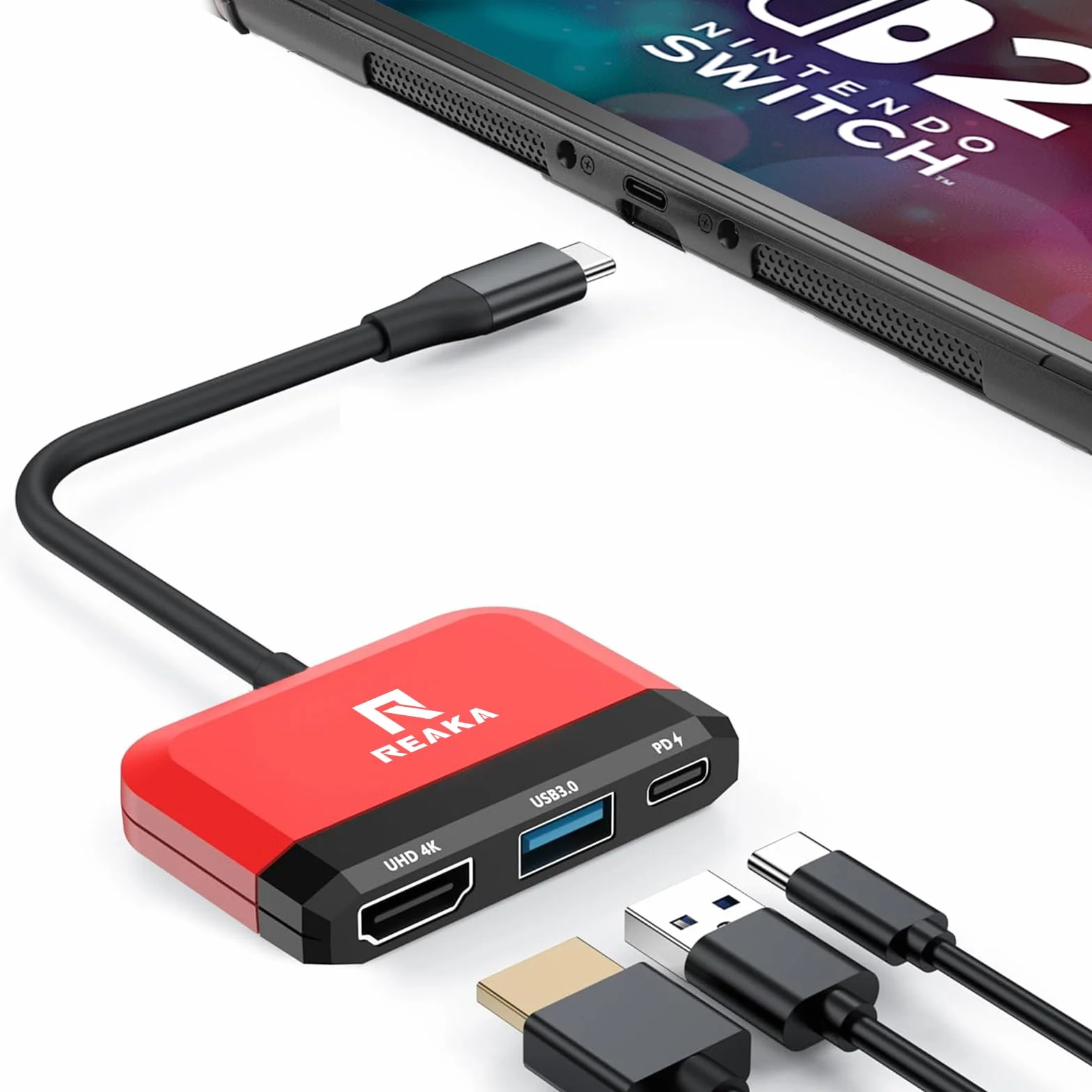 RREAKA Switch Dock for Nintendo Switch OLED, 3 in 1 TV Adapter with 4K HDMI, USB 3.0, 100W Type C Charging