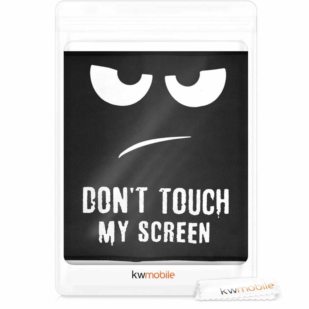 kwmobile Pokrowiec na monitor komputerowy kompatybilny z monitorem 78.7-81.3 cm - Don't Touch My Screen biały/czarny