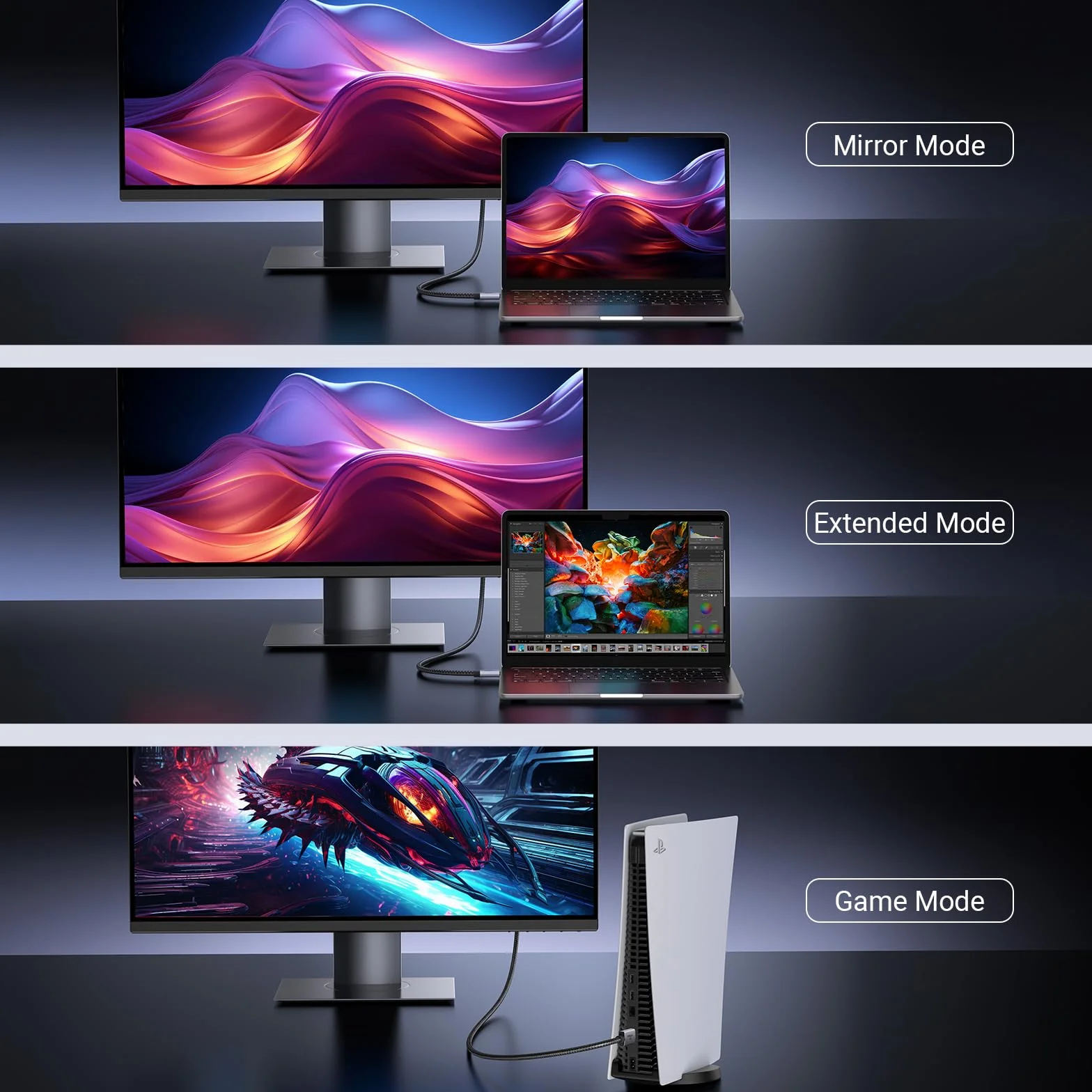 UGREEN Kabel HDMI 2.1 8K 60Hz 4K 240Hz 165Hz 144Hz 120Hz 48Gbit/s High Speed, Kabel HDMI 2.1 Ultra HD eARC HDR 10+ HDCP Dolby Vision VRR Kompatybilny z TV/PS5/PS4/ Xbox Series X/Monitor/Laptop (0.5M)