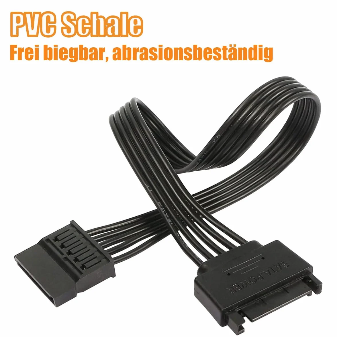 GERUI 2 szt. SATA 15-pinowy przedłużacz zasilania SATA męski na żeński płaski kabel do dysku twardego zasilacz HDD SSD nagrywarka DVD dysk
