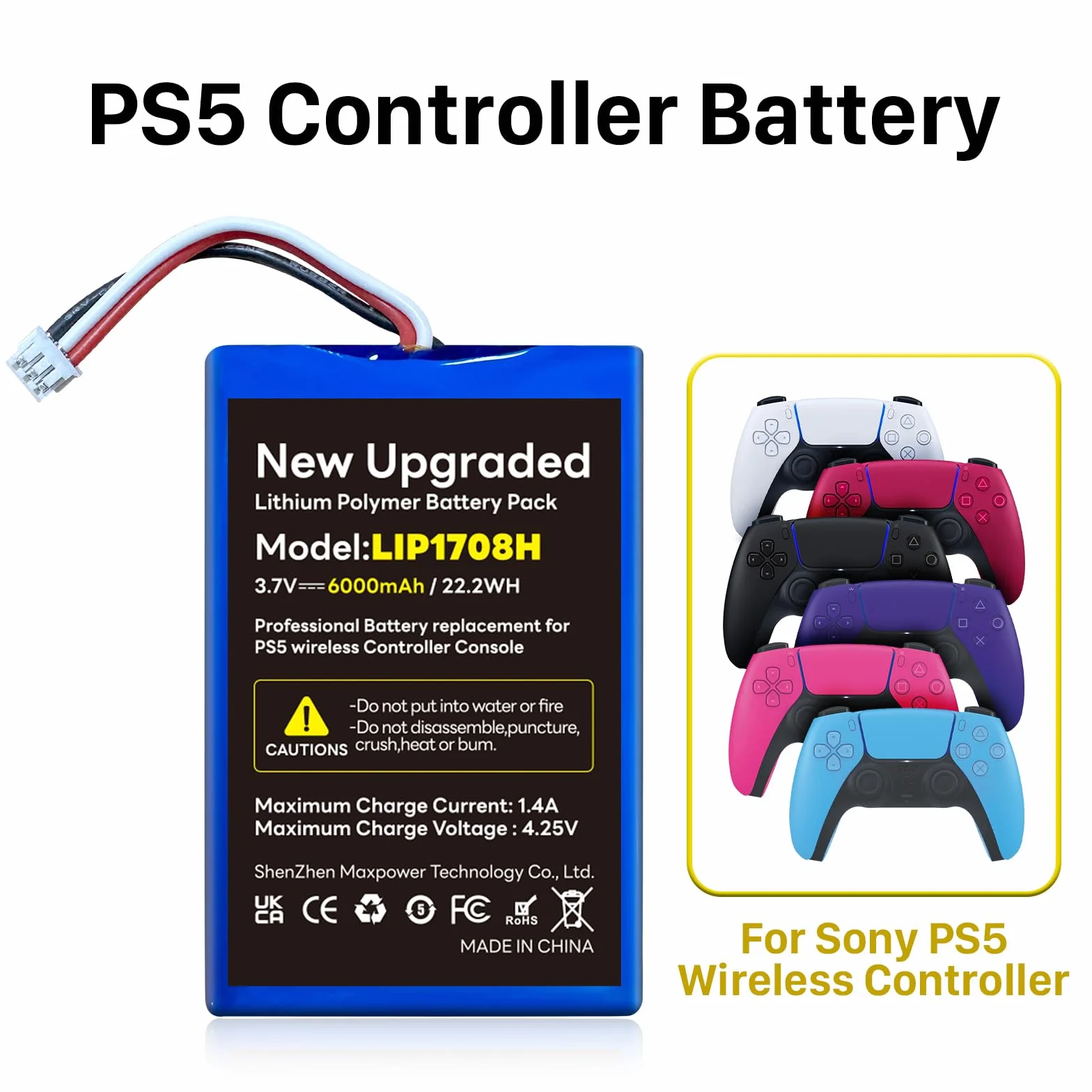 Bateria kontrolera PS5 6000 mAh litowo-jonowa zamiennik do DualSense Playstation 5