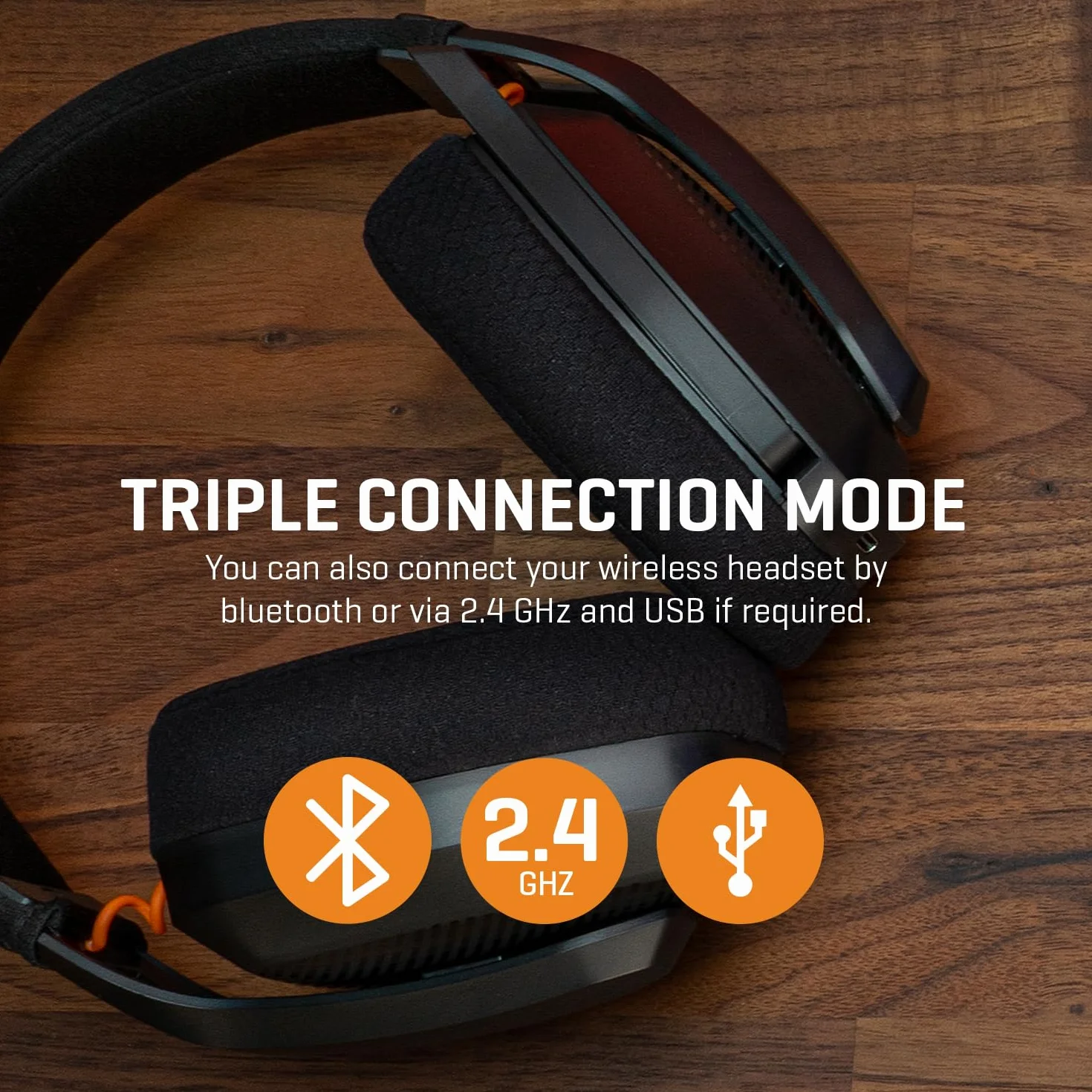 KROM KANJI Bezprzewodowy zestaw słuchawkowy Bluetooth 5.3 2.4 GHz USB głośniki 40 mm regulacja głośności mikrofon czarny