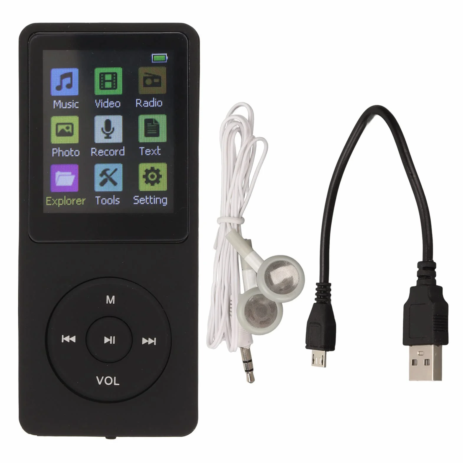 Odtwarzacz Mp3 Mp4 dla Dzieci, Obsługa Karty TF Slim 1.8 Cal LCD Mp3 Mp4 Player Media Music Player z Akcesoriami, Studencki, Bezstratny Dźwięk (Czarny)