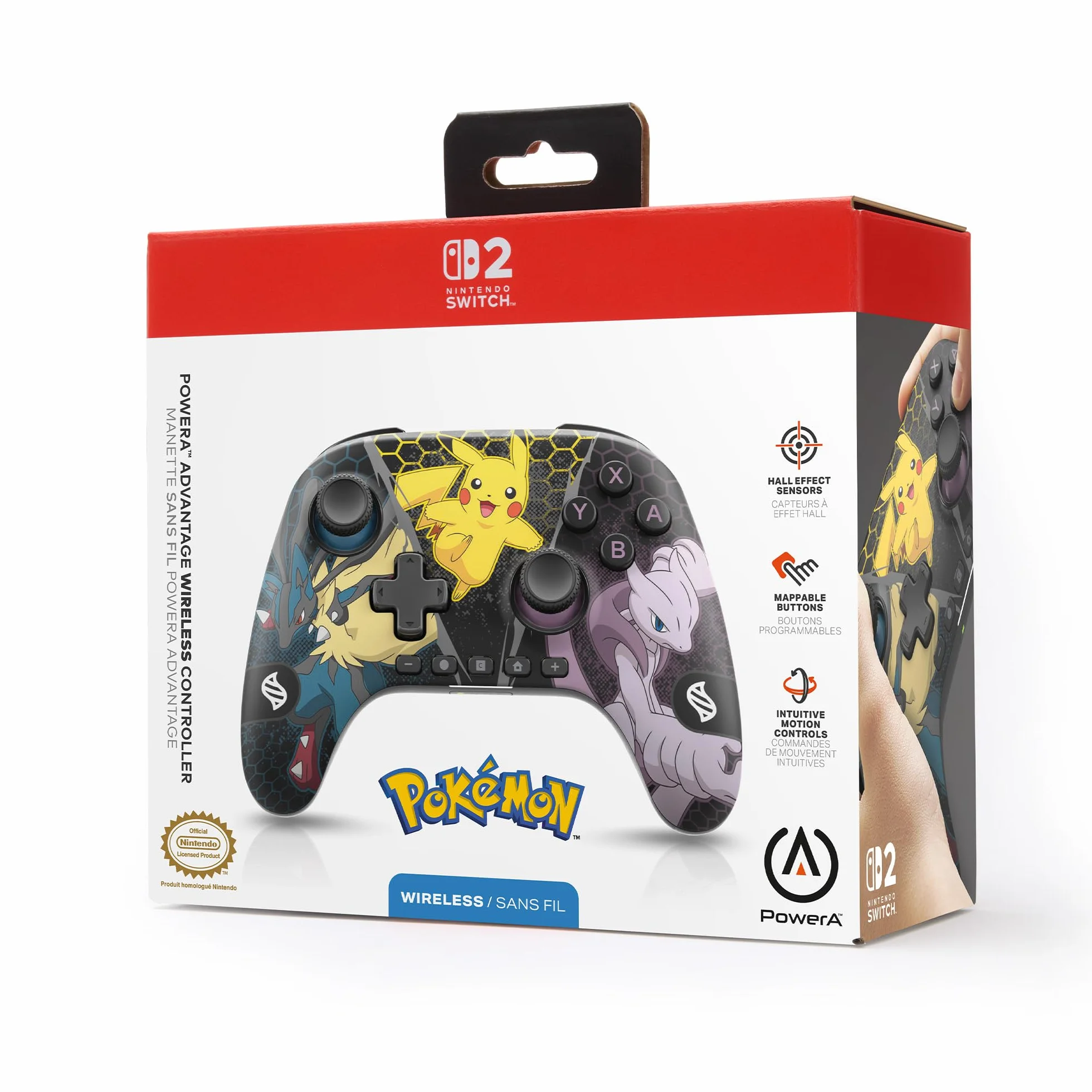 Bezprzewodowy kontroler PowerA Advantage do Nintendo Switch 2 – Pokémon: Mega Ewolucje, oficjalna licencja, efekt Halla, mapowalne przyciski, kontroler Pro, przycisk C, sterowanie ruchem, dla graczy