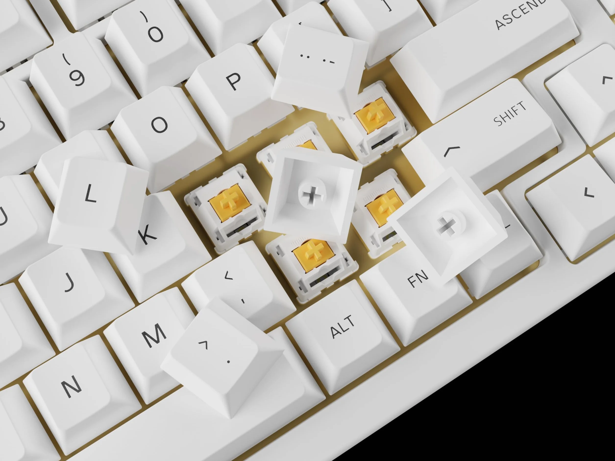 Glorious Gaming 115 klawiszy GPBT – Cherry, bardzo wytrzymały PBT, estetyka, doskonała dźwięk, oryginalny krój pisma, układ US - Arctic White