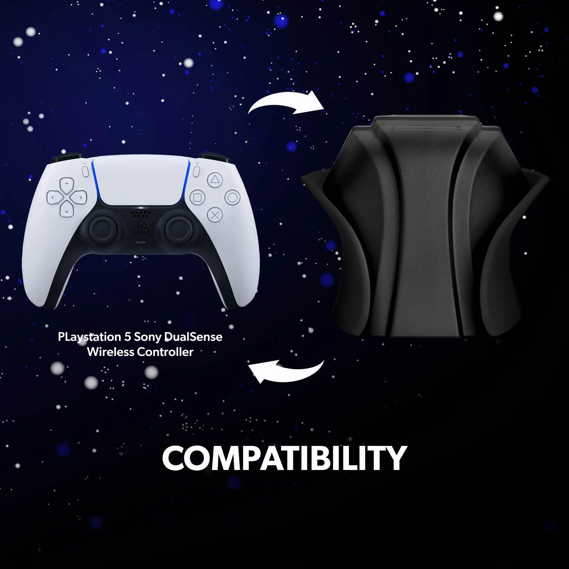 Snakebyte PS5 TWIN:CHARGE 5 - PlayStation 5 charging station for DualSense controller, charger kit for 2 wireless controllers including Type-C cable, LED charge status display, PS5 design, Black